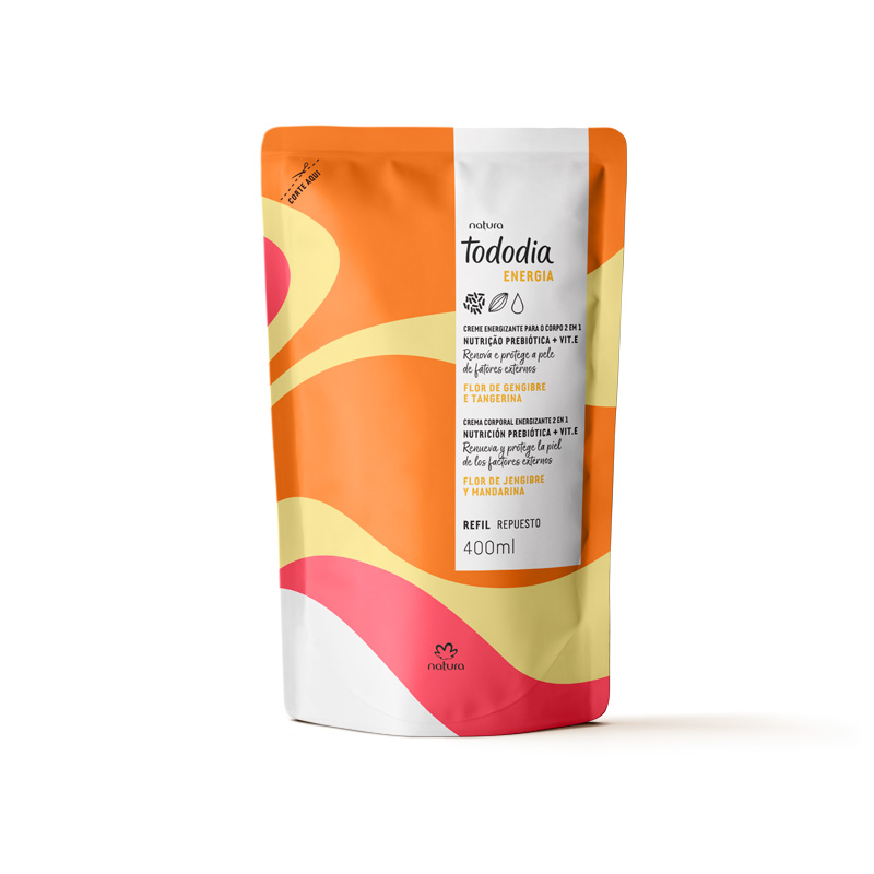 Repuesto Hidratante corporal energizante 2 en 1 Tododia Flor de jengibre y Mandarina - 400 ml