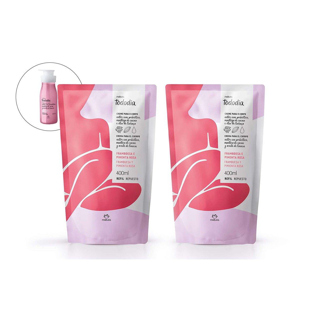 Kit Duo Hidratante Corporal Tododia Frambuesa Refill