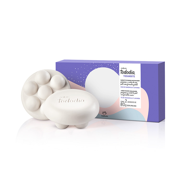 Jabones en barra masajeadores puro vegetal Tododia té de manzanilla y lavanda - Caja con 2 unidades de 80 g c/u
