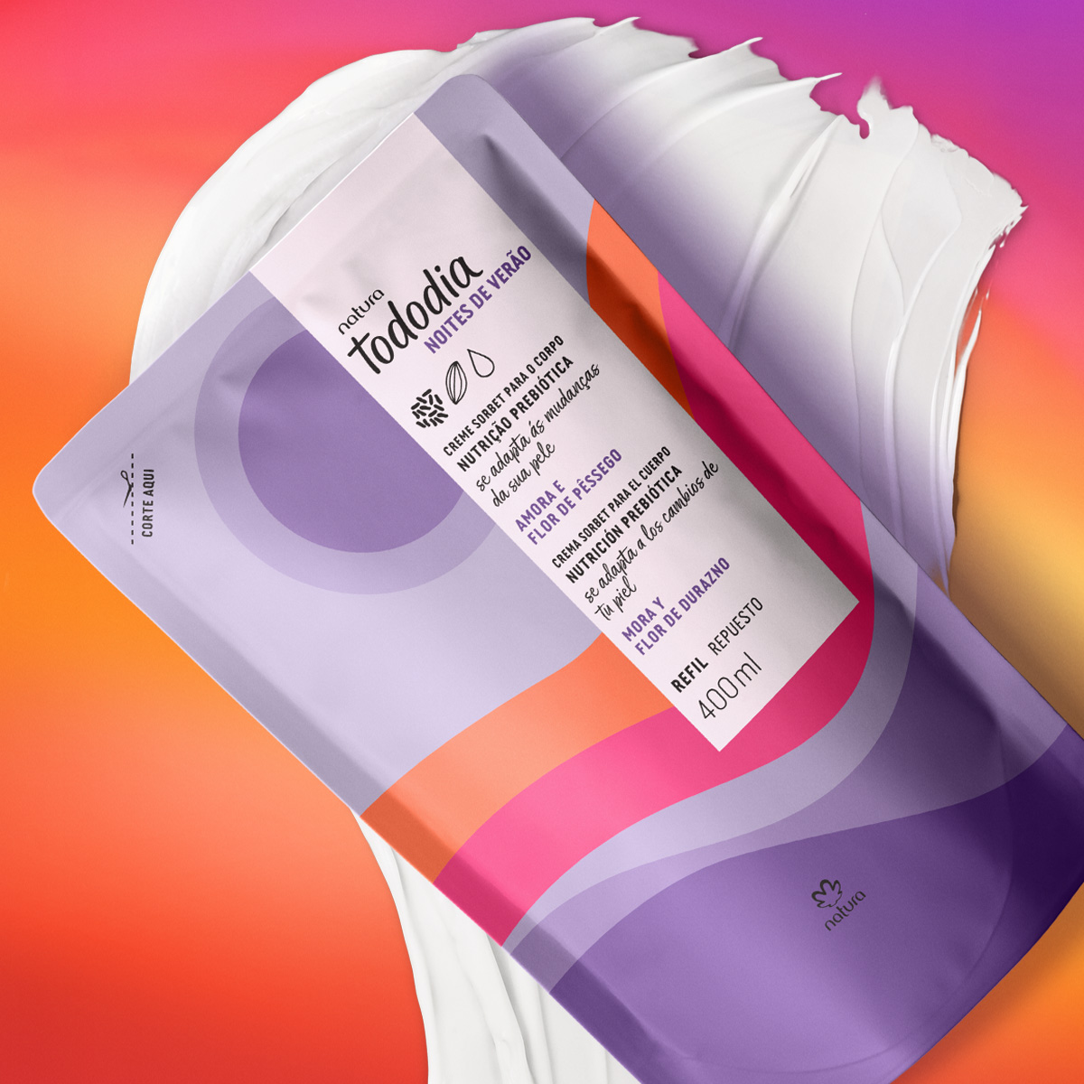 Repuesto Crema Nutritiva para el Cuerpo Tododia Mora y Flor de Durazno
