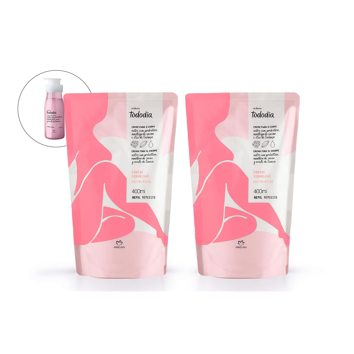 Kit Duo Hidratante Corporal Tododia Frutas Rojas Refill