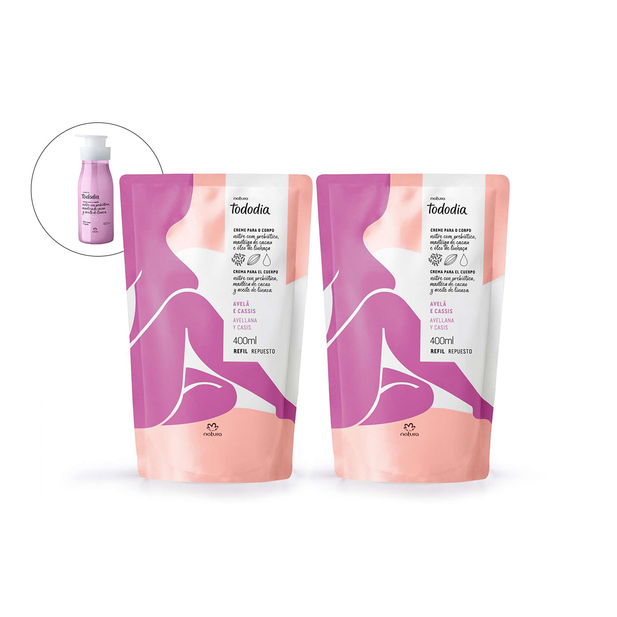 Kit Duo Hidratante Corporal Tododia Avellana y casis Refill