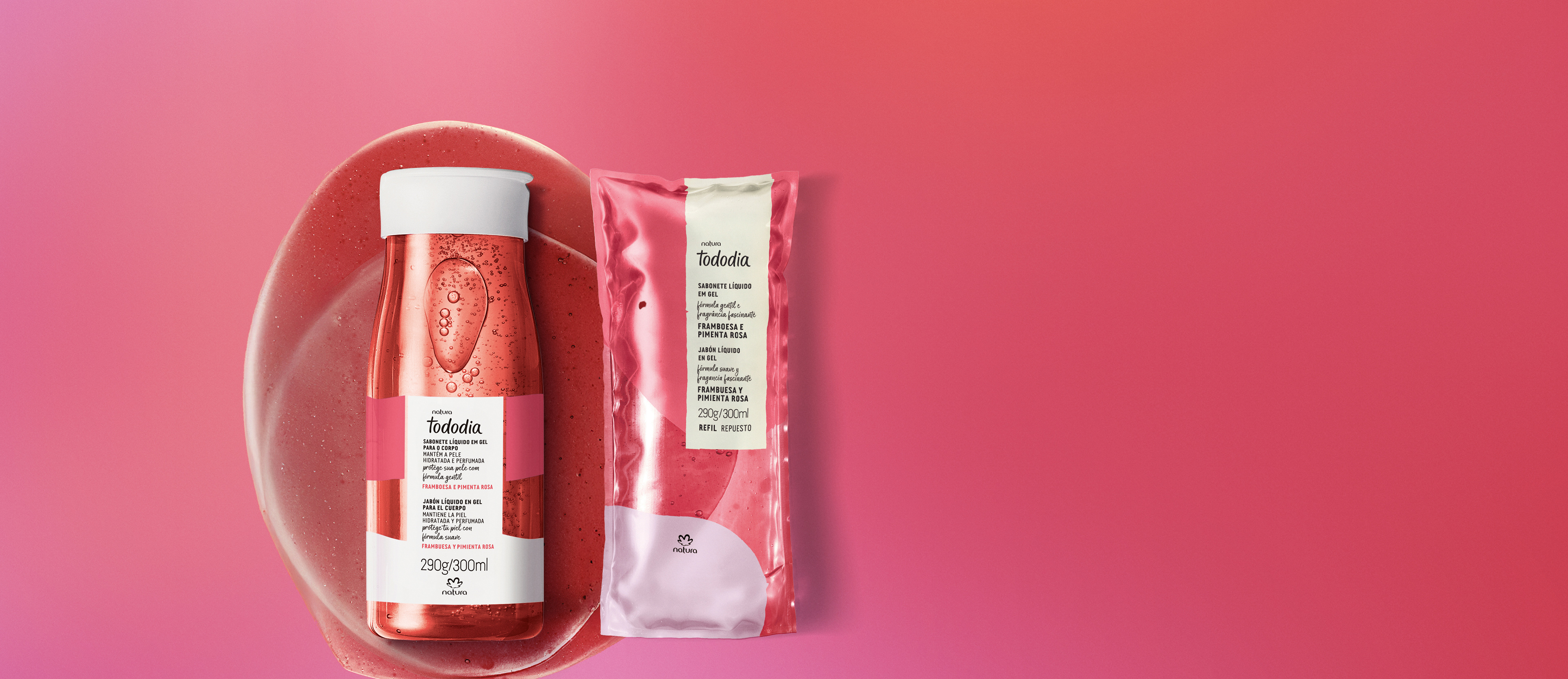 Kit Jabón Líquido con Repuesto Tododia Frambuesa y Pimienta Rosa