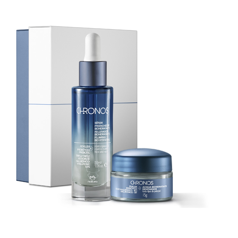 Caja Chronos con:1 Acqua biohidratante renovador - 15 g1 S&eacute;rum Rellenador Biohidratante - 30 ml