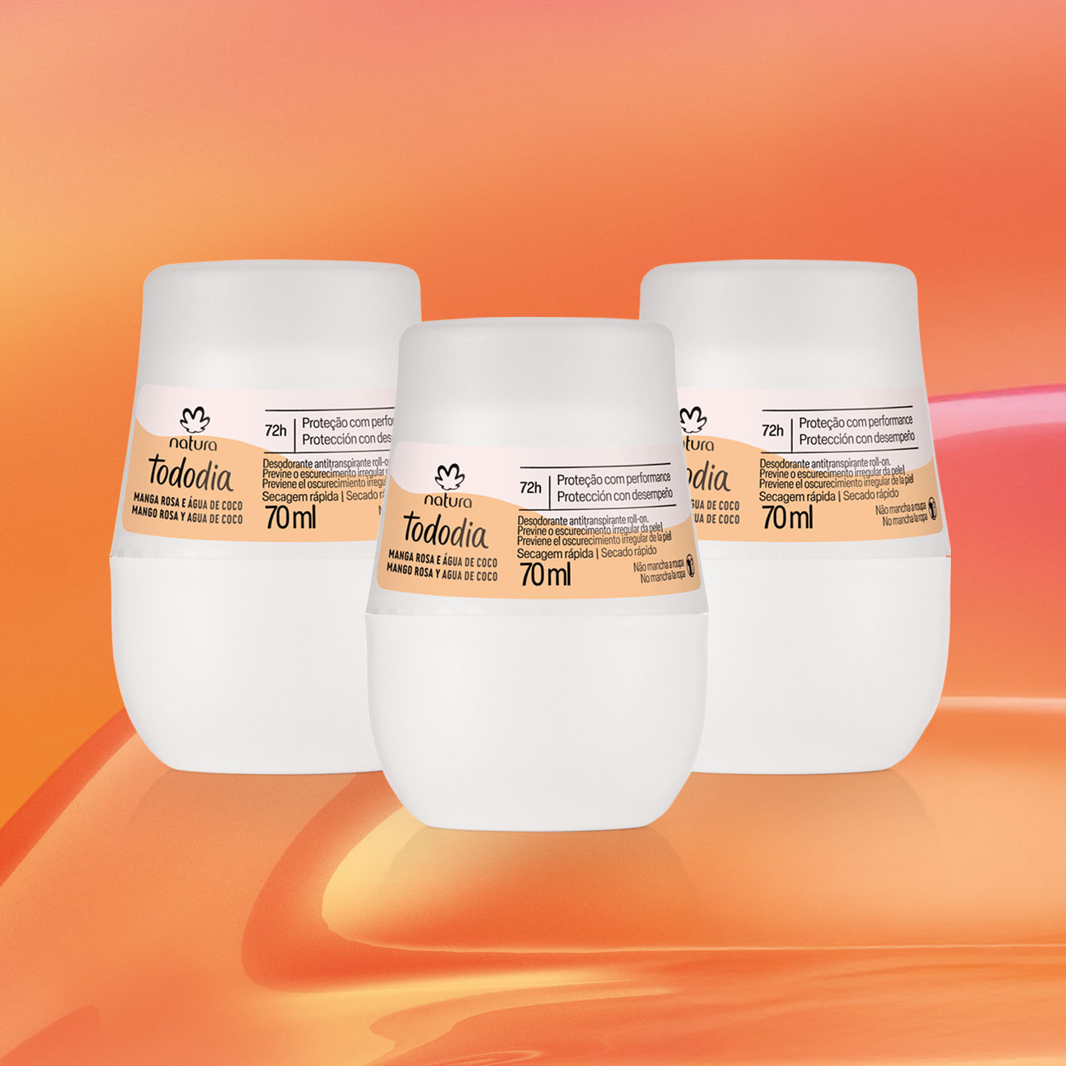 Kit Desodorante Antitranspirante Roll-on Tododia Mango Rosa y Agua de Coco