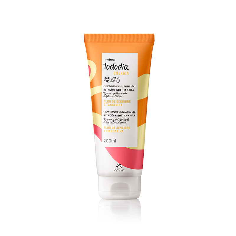 Hidratante corporal energizante 2 en 1 Tododia Flor de jengibre y Mandarina