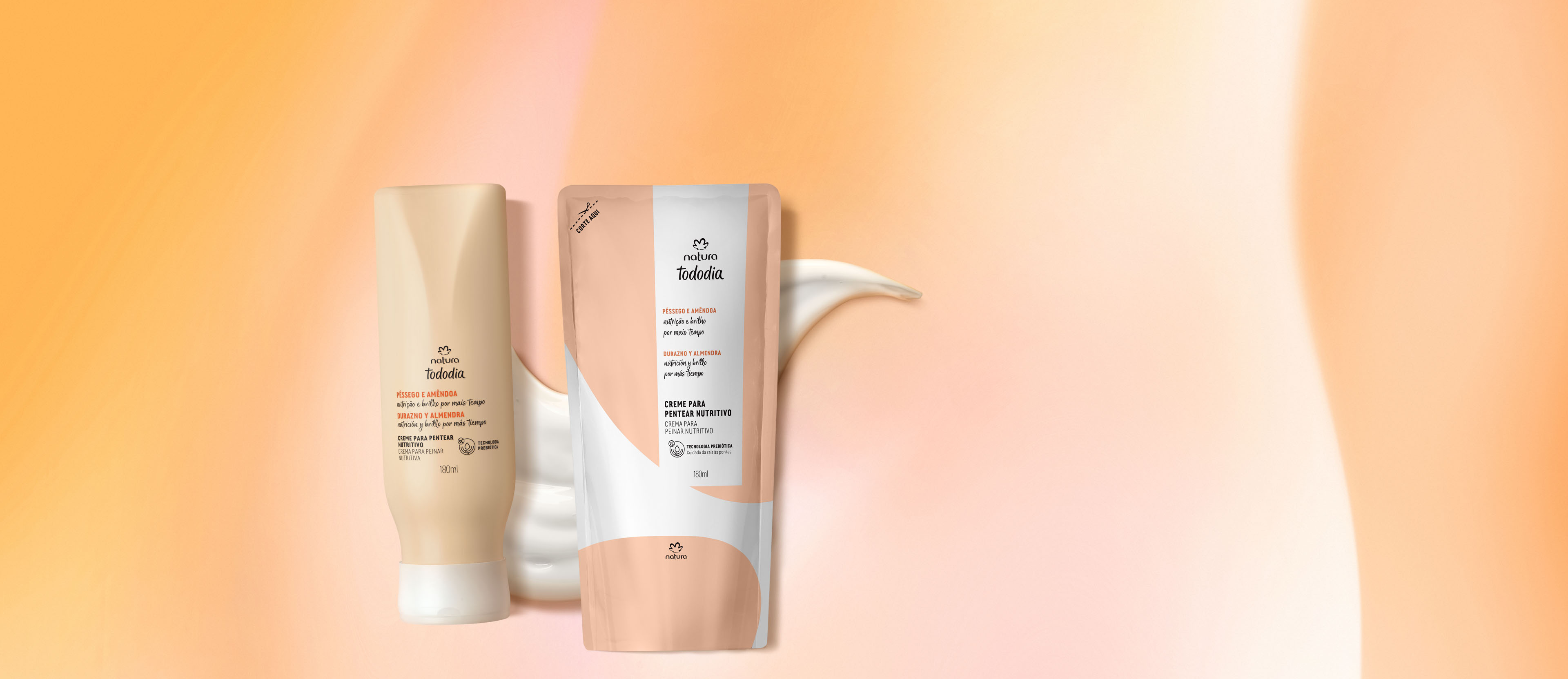 Kit Crema para Peinar Nutrición con Repuesto Tododia Durazno y Almendra