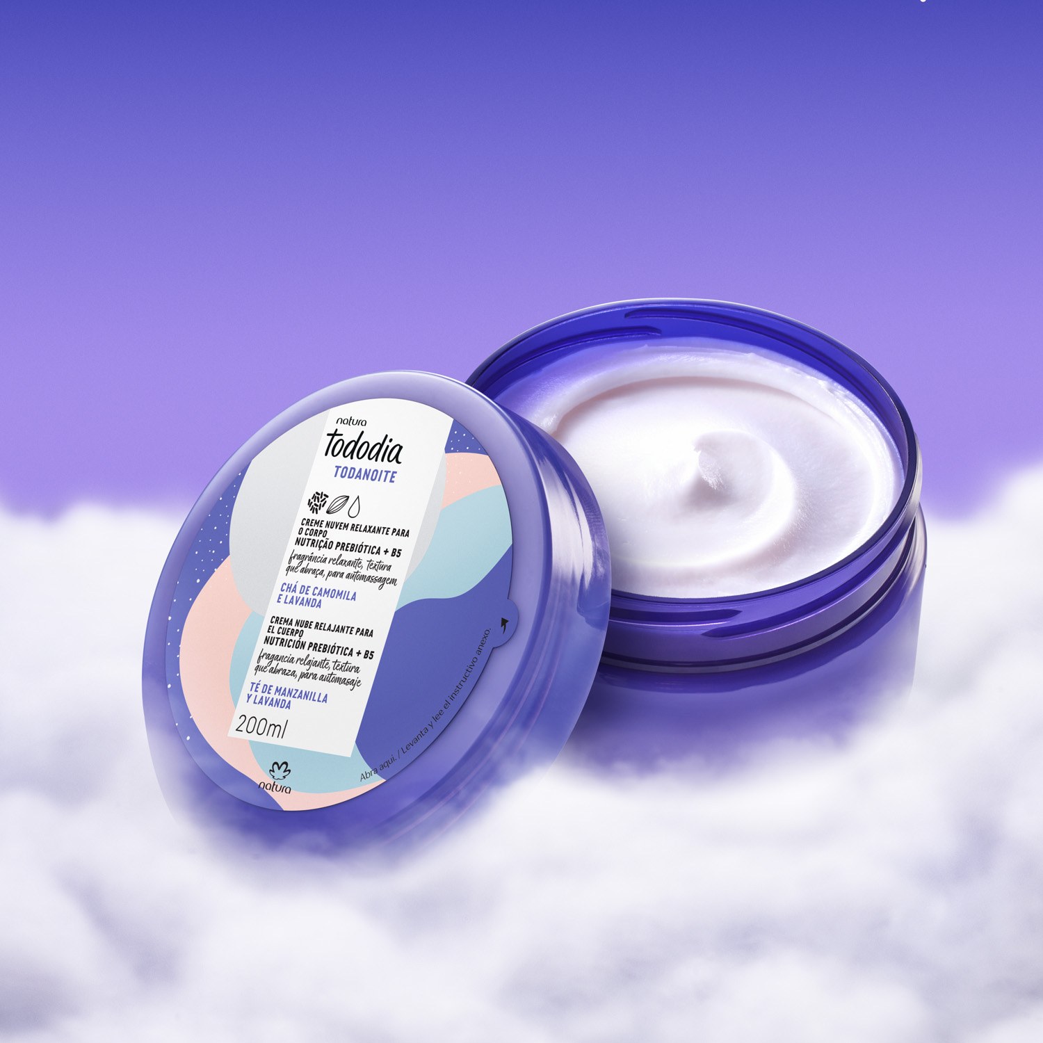 Crema nube relajante para el cuerpo Tododia té de manzanilla y lavanda