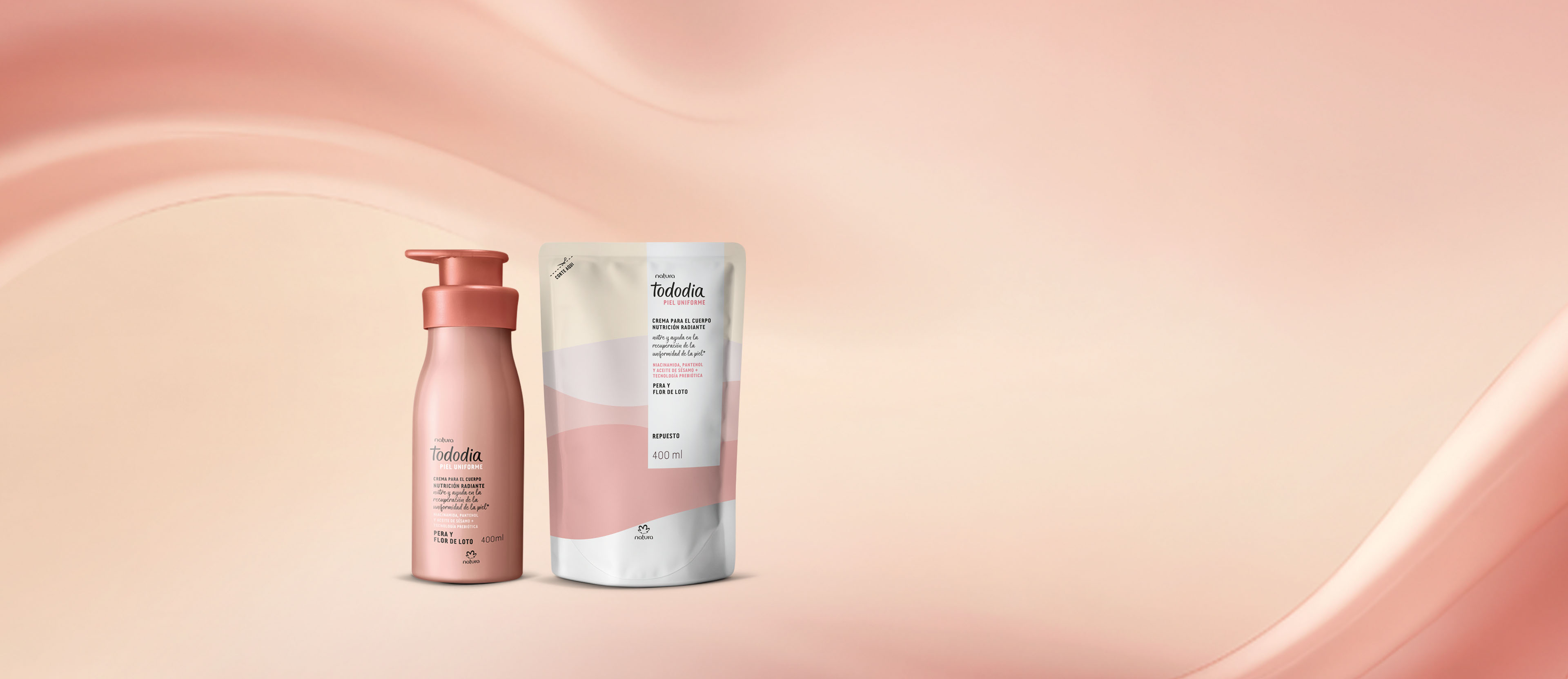 Kit Crema Corporal y Repuesto Tododia Piel Uniforme Pera y Flor de Loto