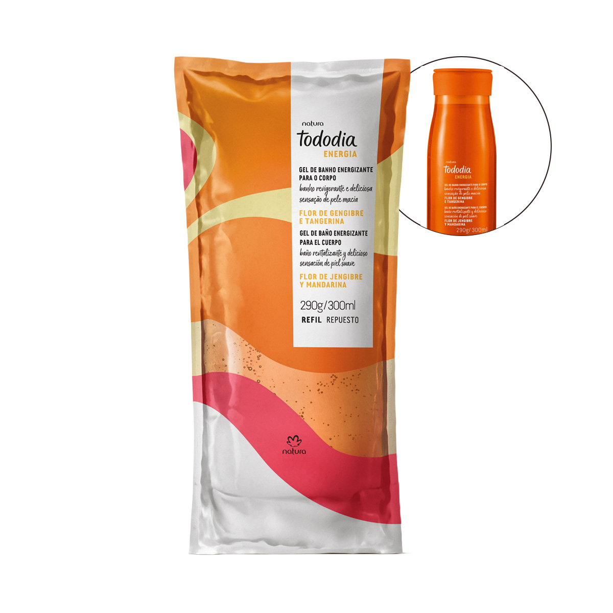 Repuesto Jabon líquido en gel Tododia Flor de jengibre y Mandarina
