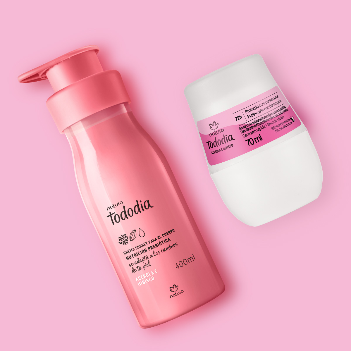 Kit Desodorante Roll-on y Hidratante Tododia Acerola e Hibisco
