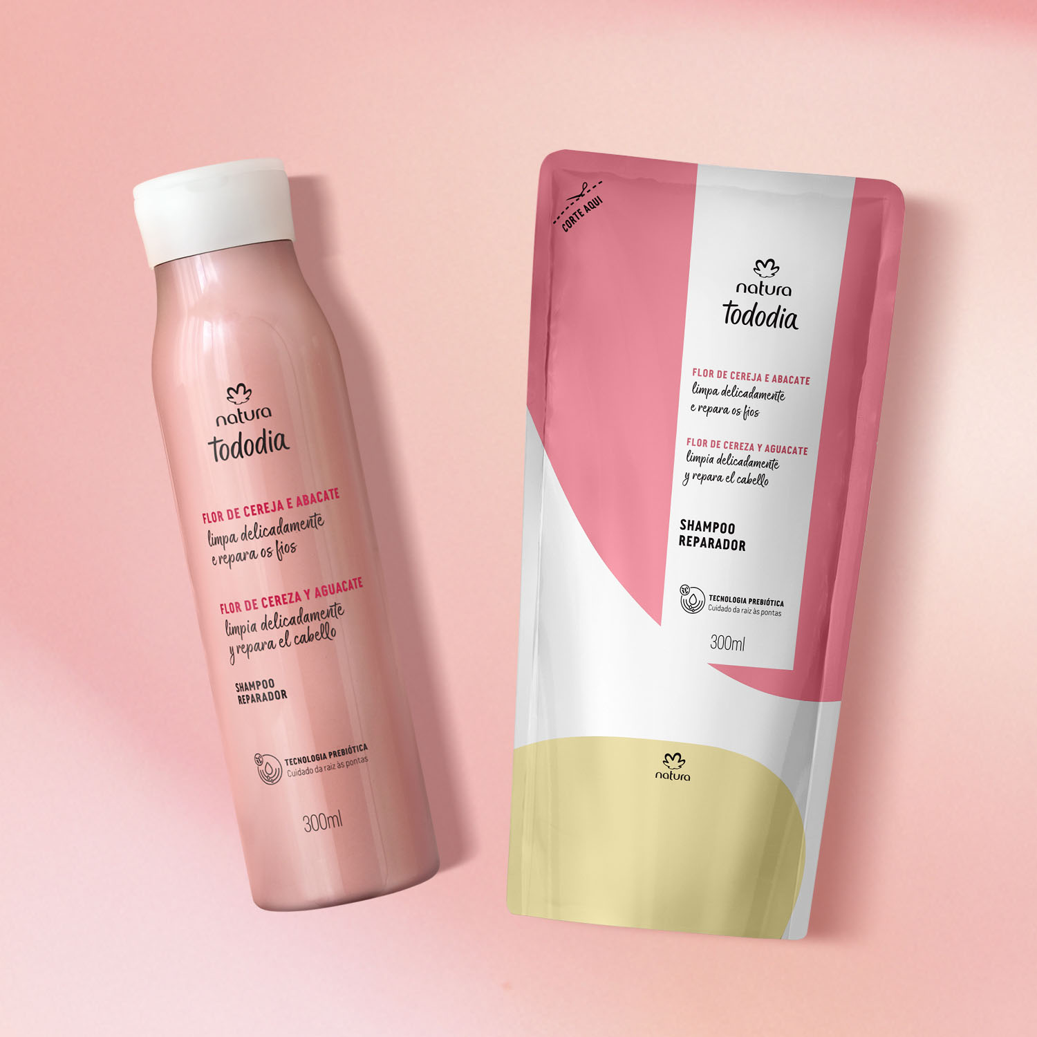 Kit Shampoo de Reparación con Repuesto Tododia Flor de Cereza y Palta