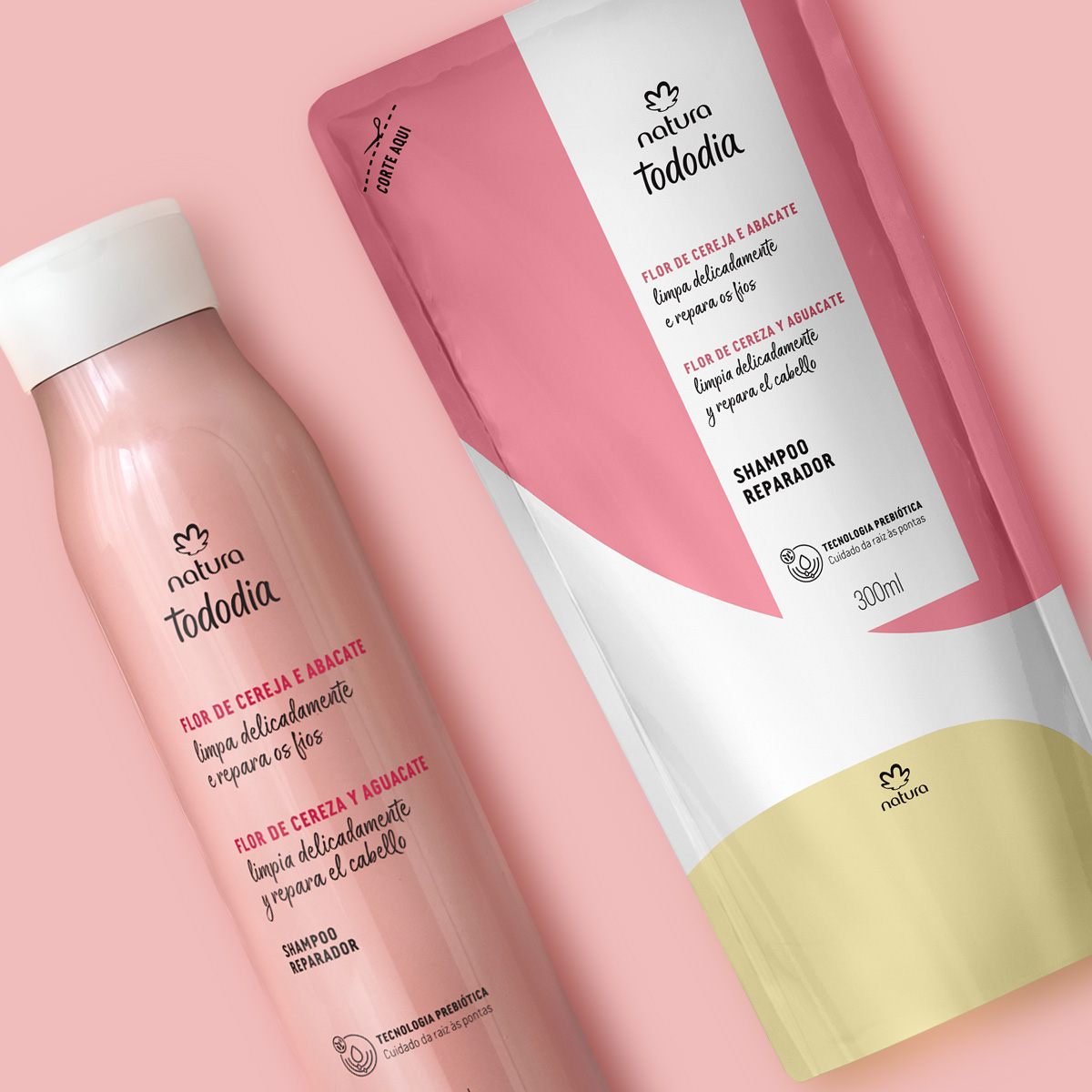 Kit Shampoo de Reparación con Repuesto Tododia Flor de Cereza y Palta