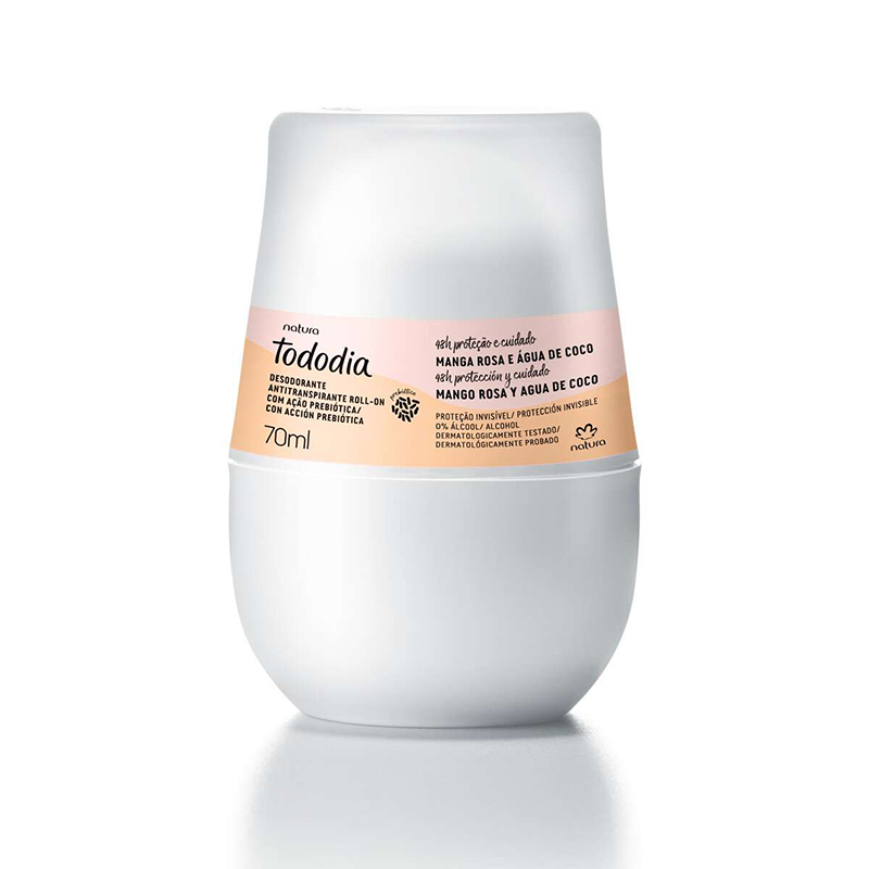 Desodorante antitranspirante roll-on con acción prebiótica Tododia mango rosa y agua de coco - 70 ml