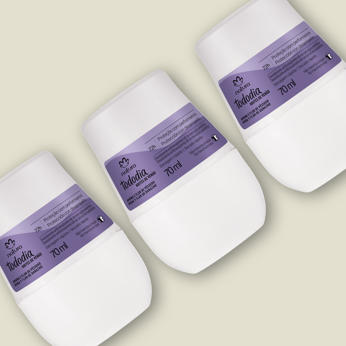 Kit Desodorante Antitranspirante Roll-on Tododia Mora y Flor de Durazno (3 unidades)