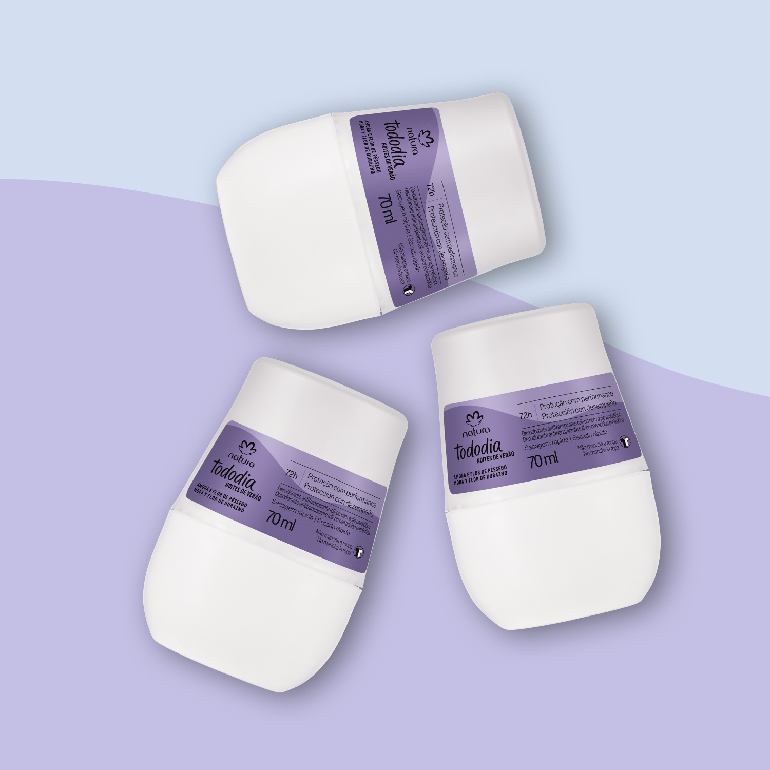 Kit Desodorante Antitranspirante Roll-on Tododia Mora y Flor de Durazno (3 unidades)