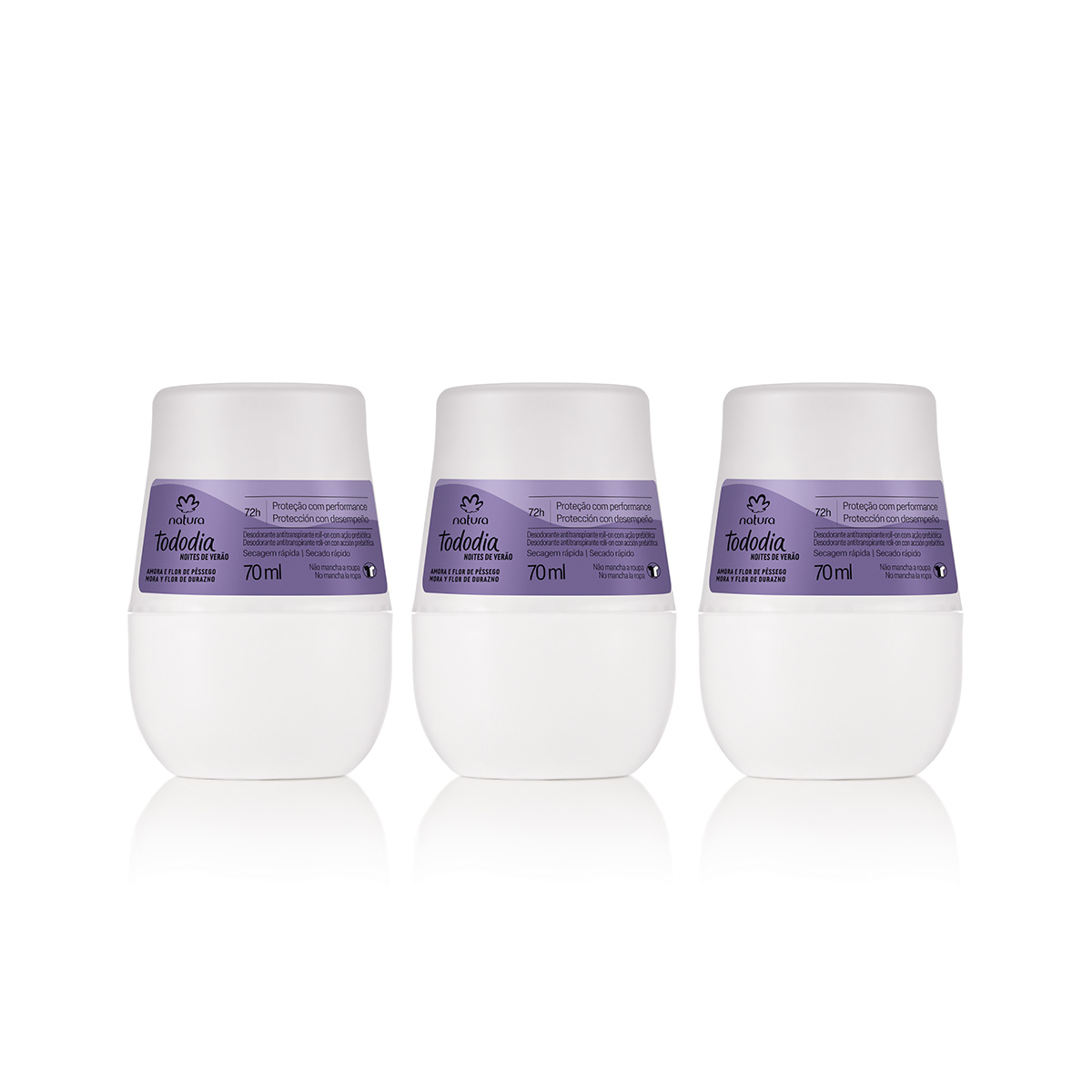 Kit Desodorante Antitranspirante Roll-on Tododia Mora y Flor de Durazno (3 unidades)