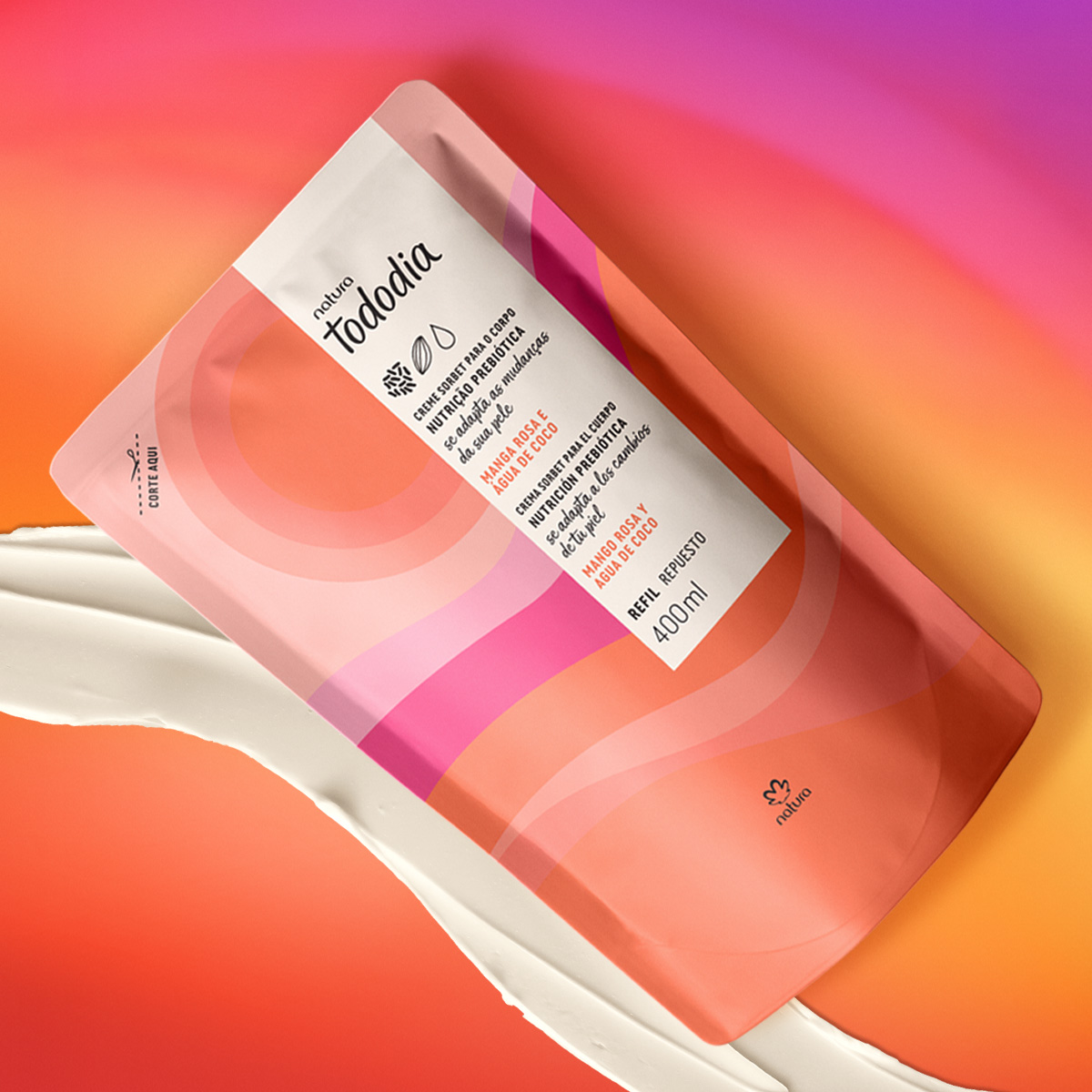 Refil Crema Nutritiva Tododia Mango Rosa y Agua de Coco