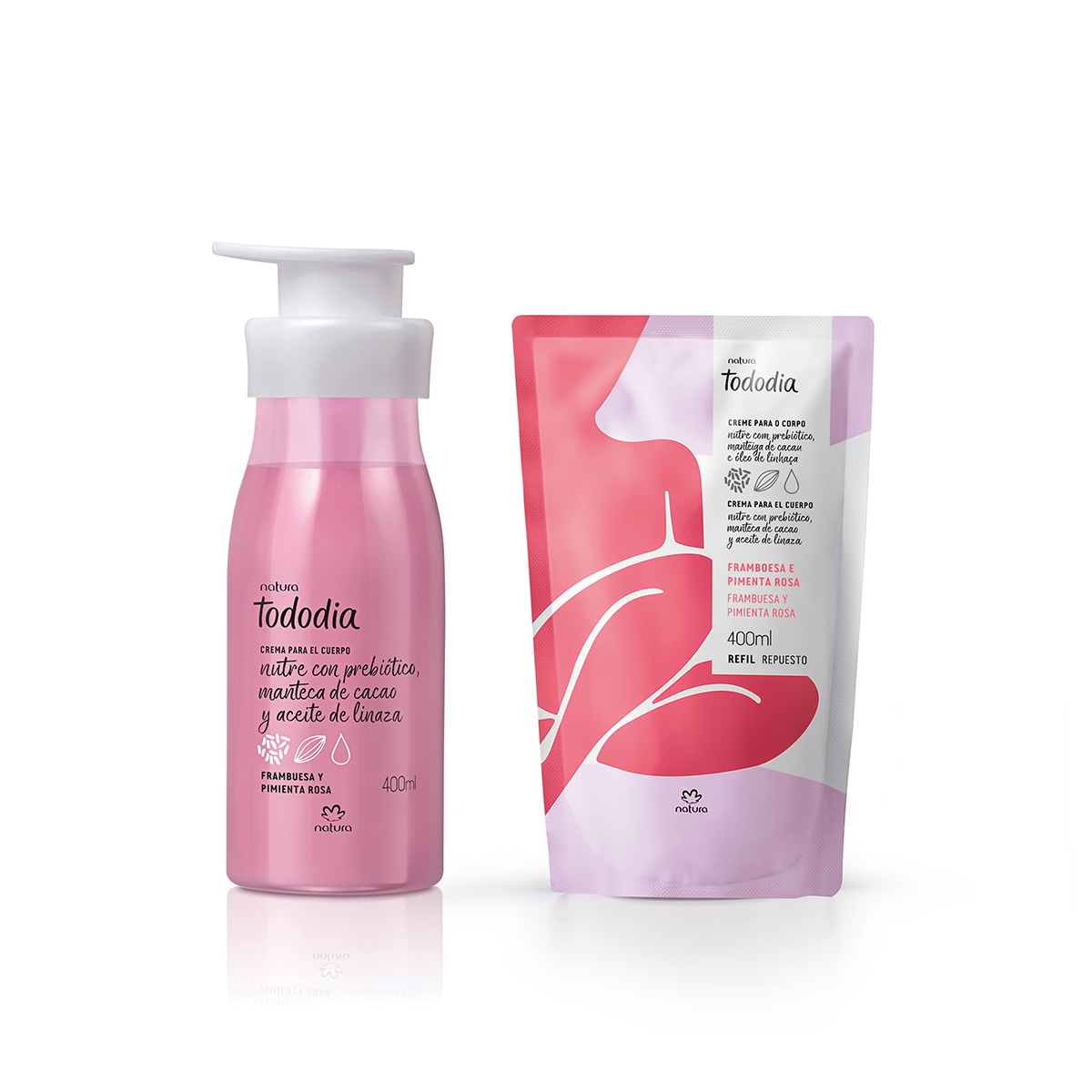 Kit Hidratante Corporal con Repuesto Tododia Frambuesa y Pimienta Rosa