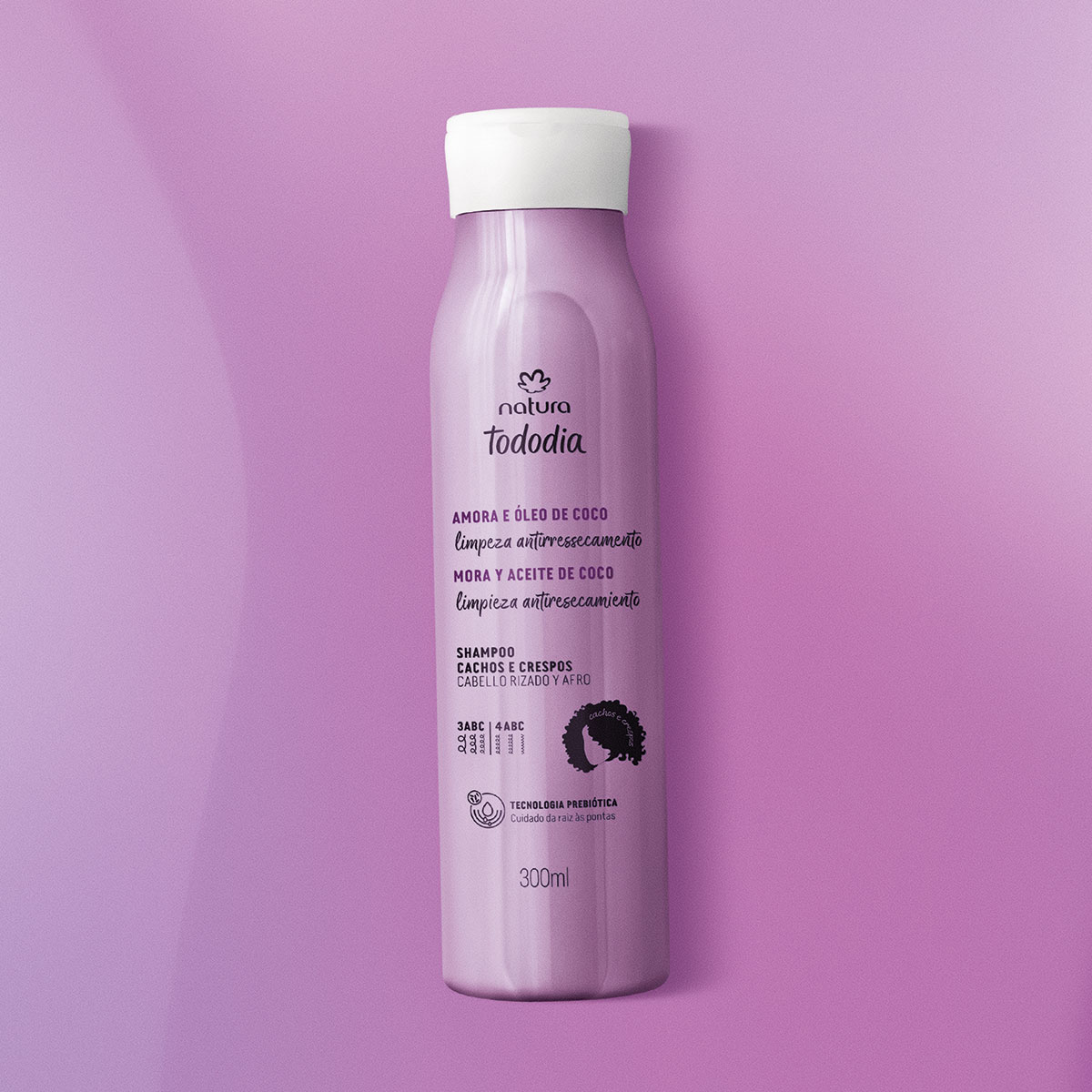 Shampoo rizos y afros Tododia mora y aceite de coco