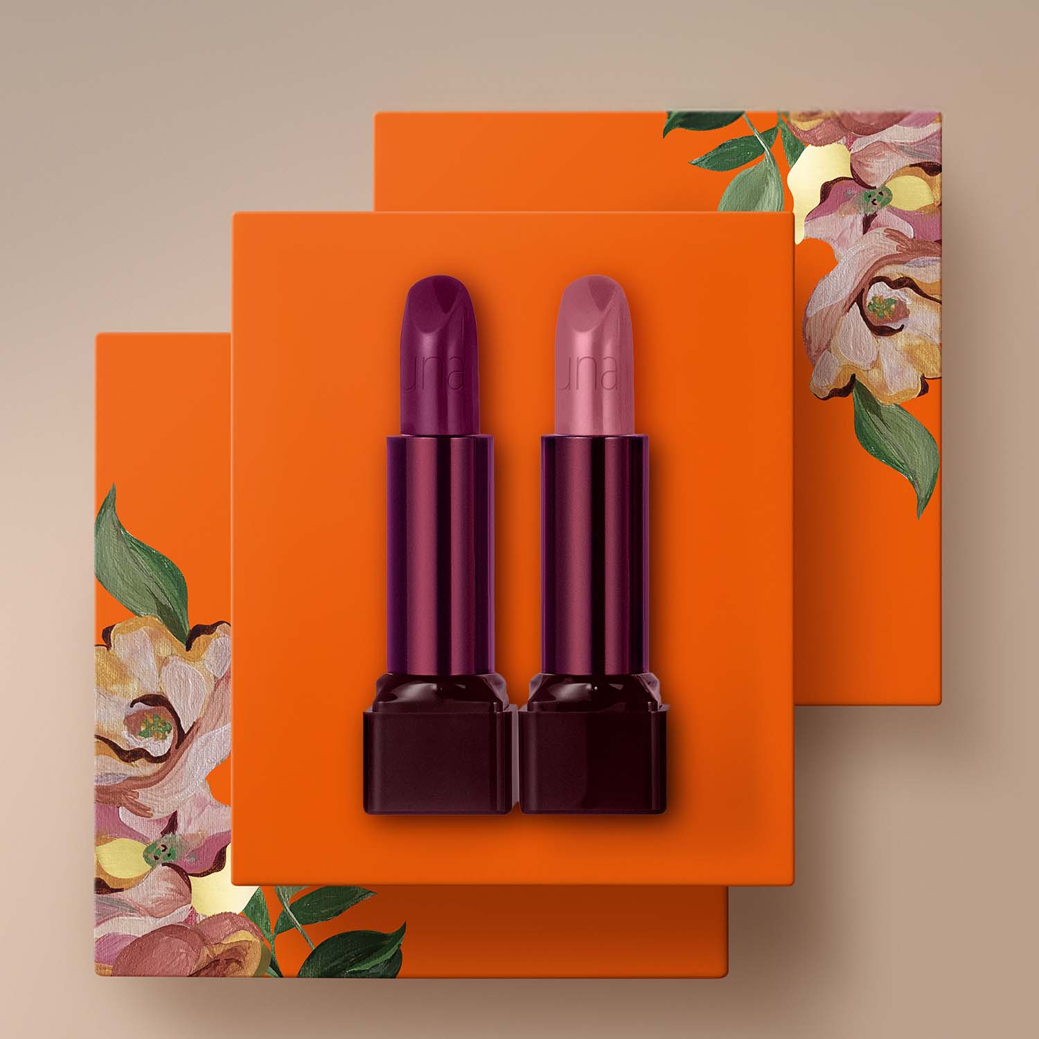 Regalo Madres Dúo Labiales Una (1 Labial Violeta + 1 Labial Rosa)