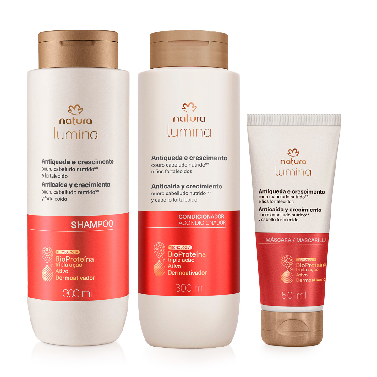 Kit Lumina Anticaída y Crecimiento Shampoo, Acondicionador y Máscara