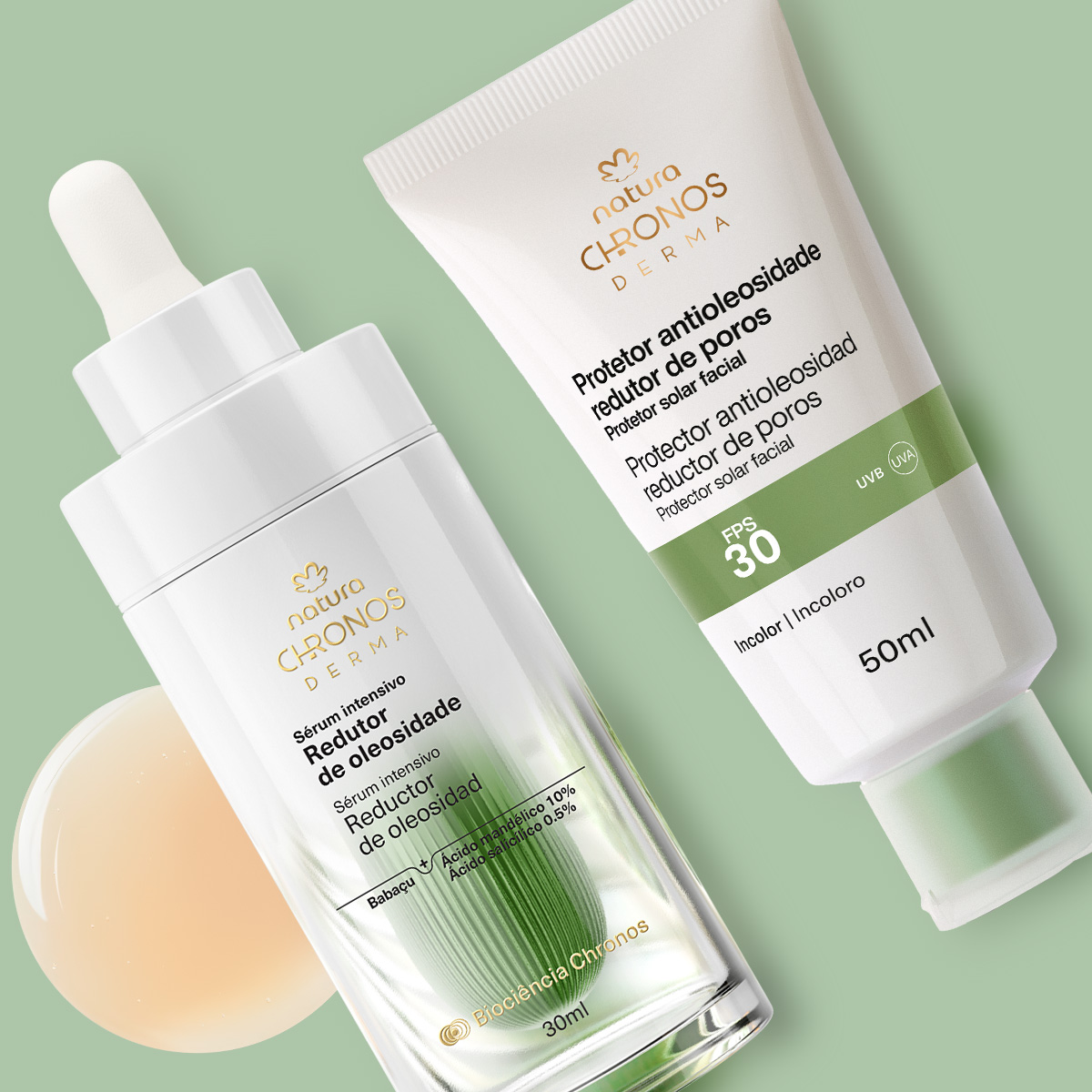 Kit para Piel Grasa con Sérum y Protector Solar Chronos Derma