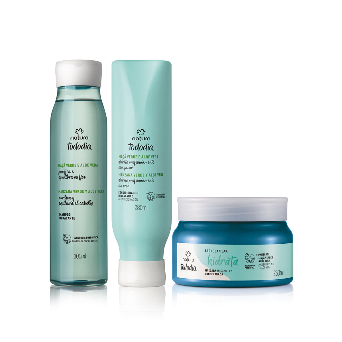 Kit Shampoo, Acondicionador y Mascarilla Tododia Manzana Verde y Aloe Vera