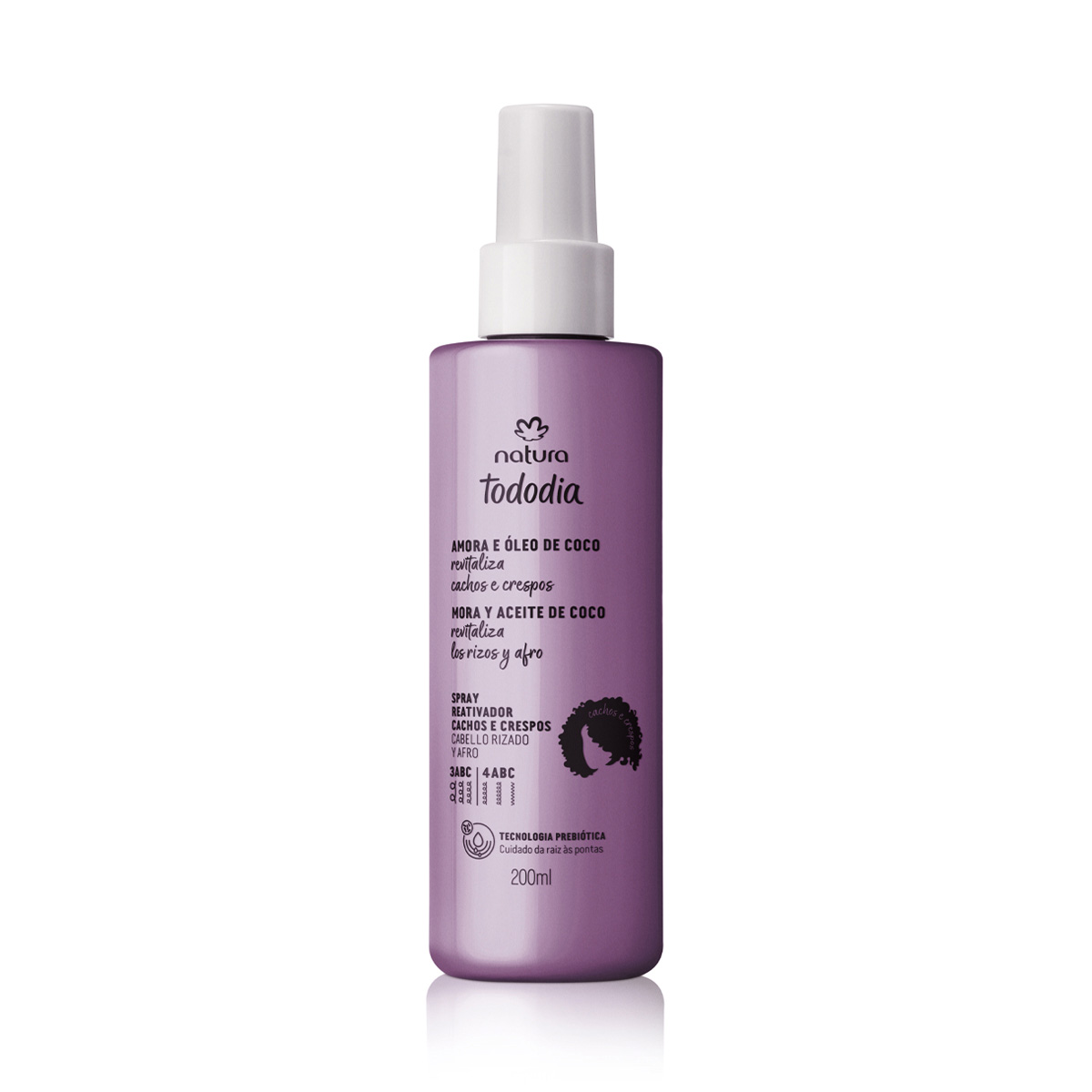 Spray reactivador de rizos y afros Tododia mora y aceite de coco - 280ml