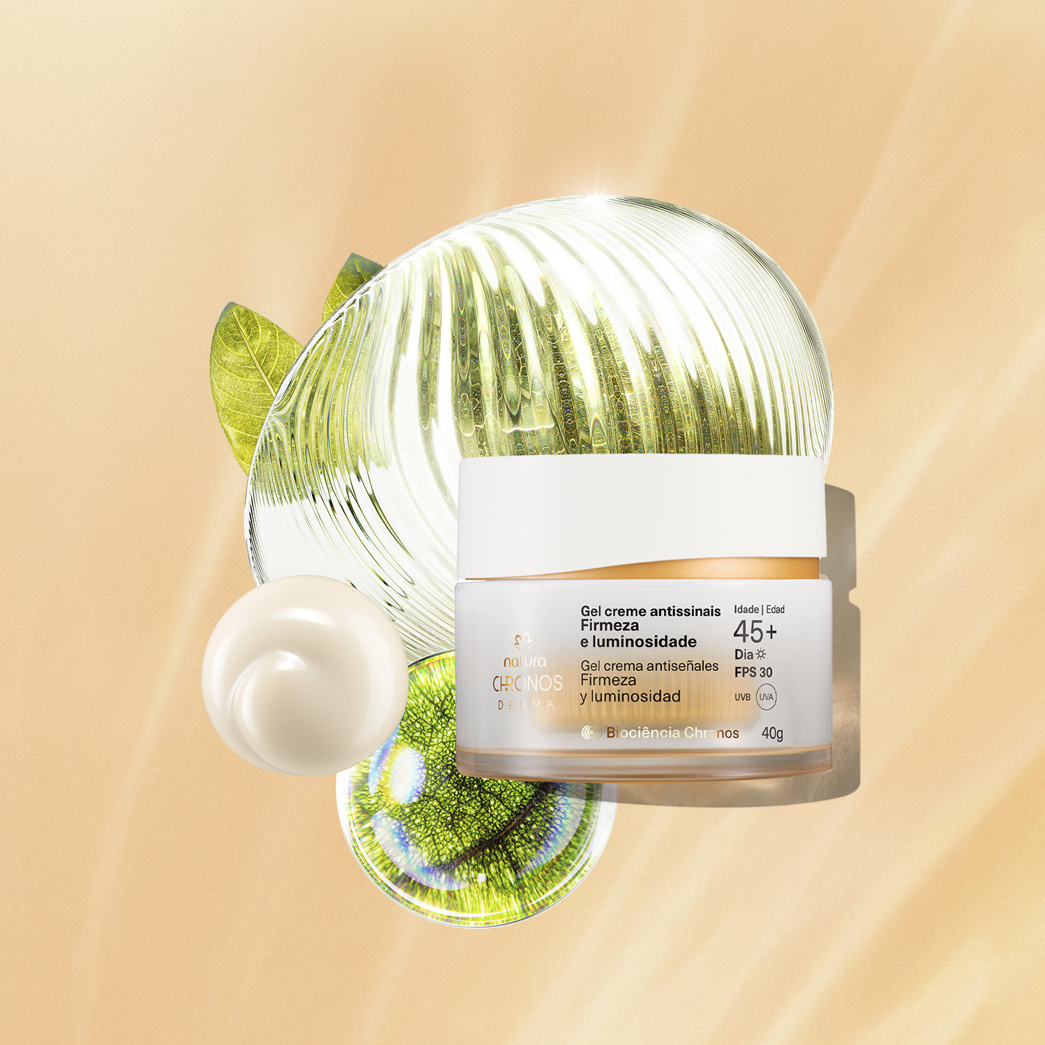 Gel crema antiseñales​ firmeza y luminosidad 45+ día Chronos Derma