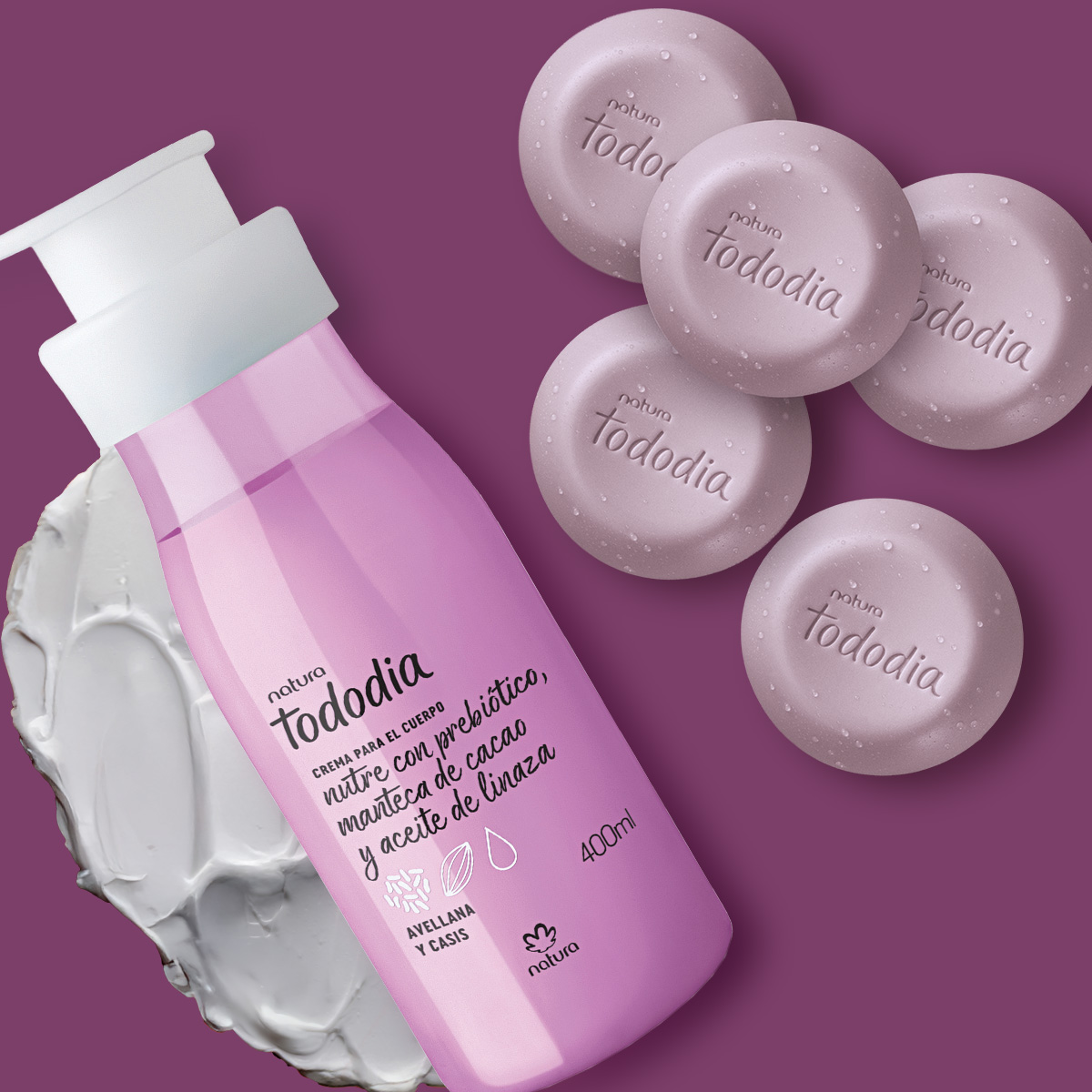 Kit Crema Corporal y Jabones Tododia Avellana y Cassis