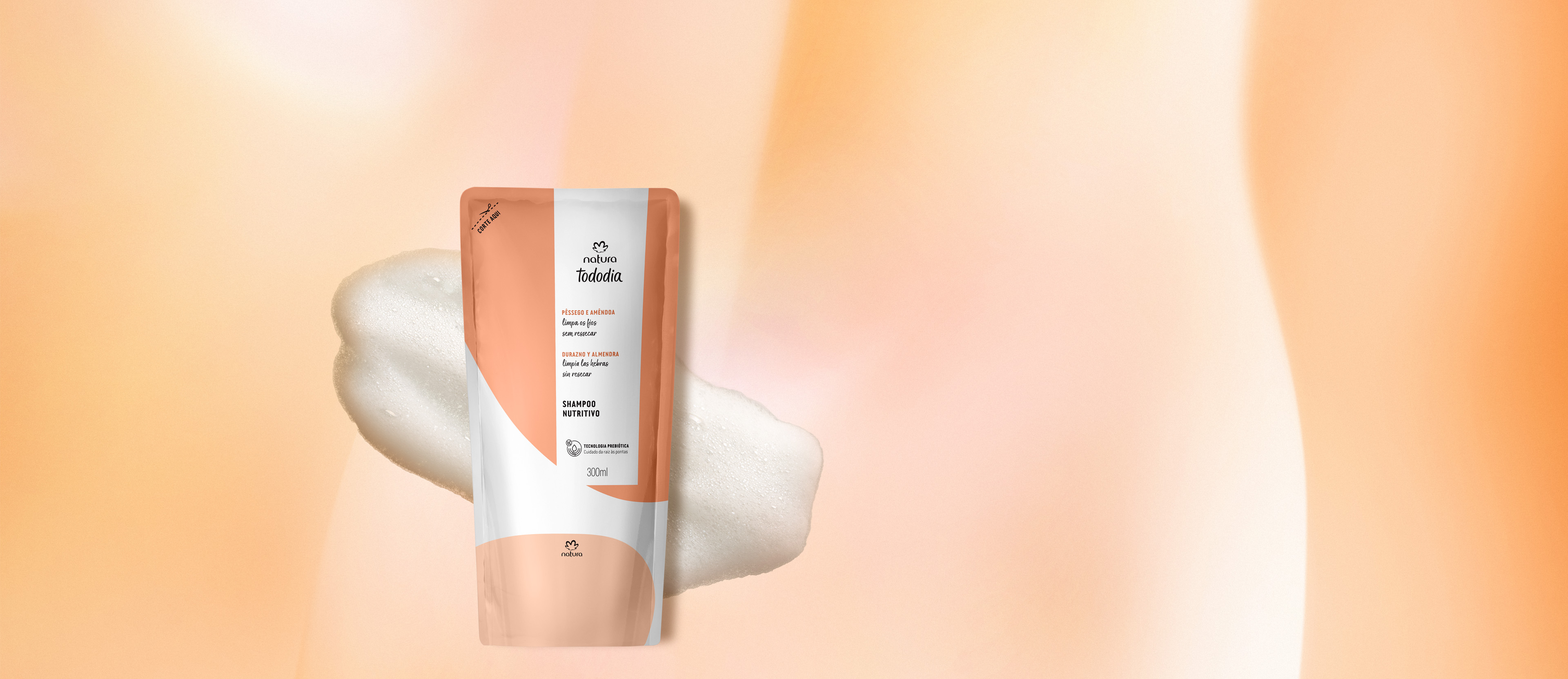 Repuesto shampoo Tododia durazno y almendras