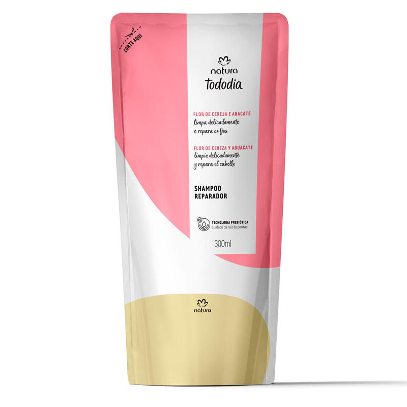 Repuesto shampoo Tododia flor de cereza y aguacate