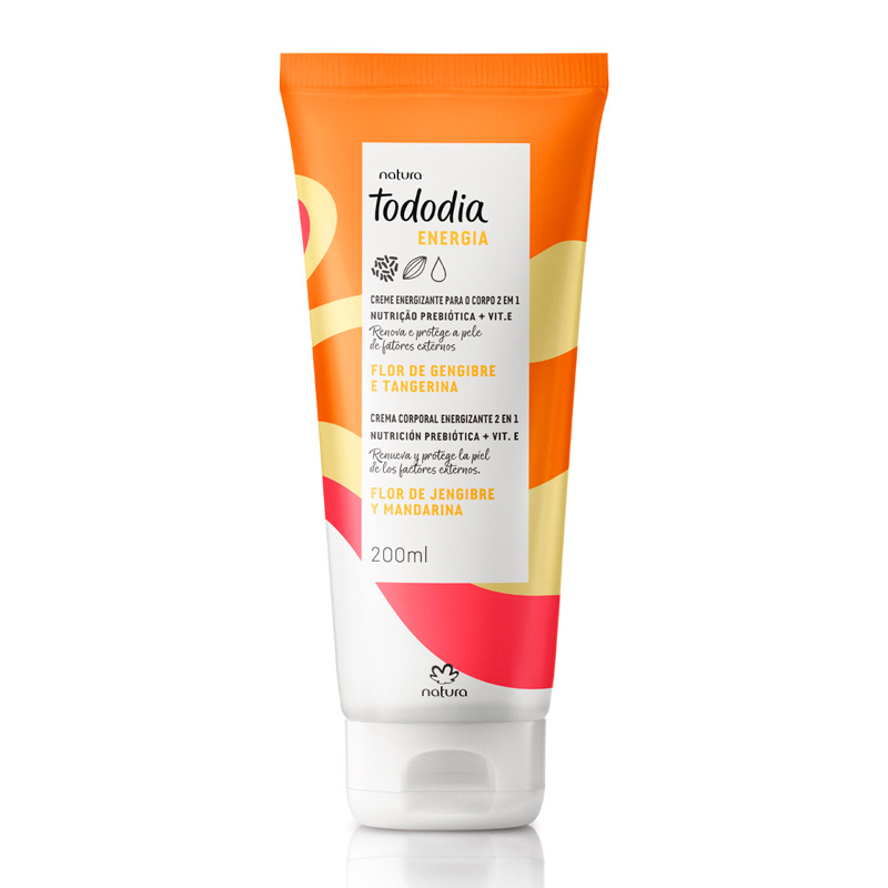 Crema corporal energizante 2 en 1 Tododia flor de jengibre y mandarina - 200ml