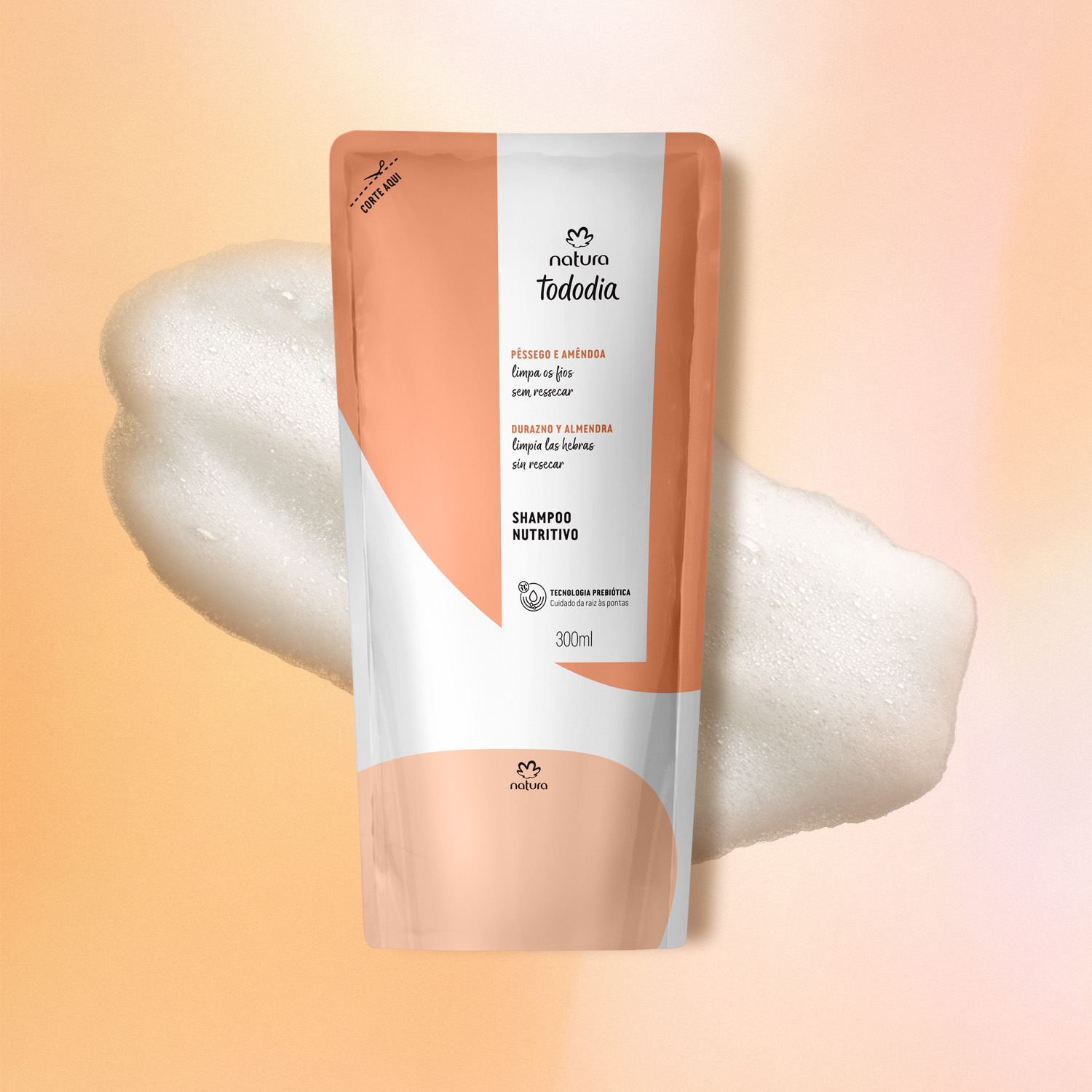 Repuesto shampoo Tododia durazno y almendras