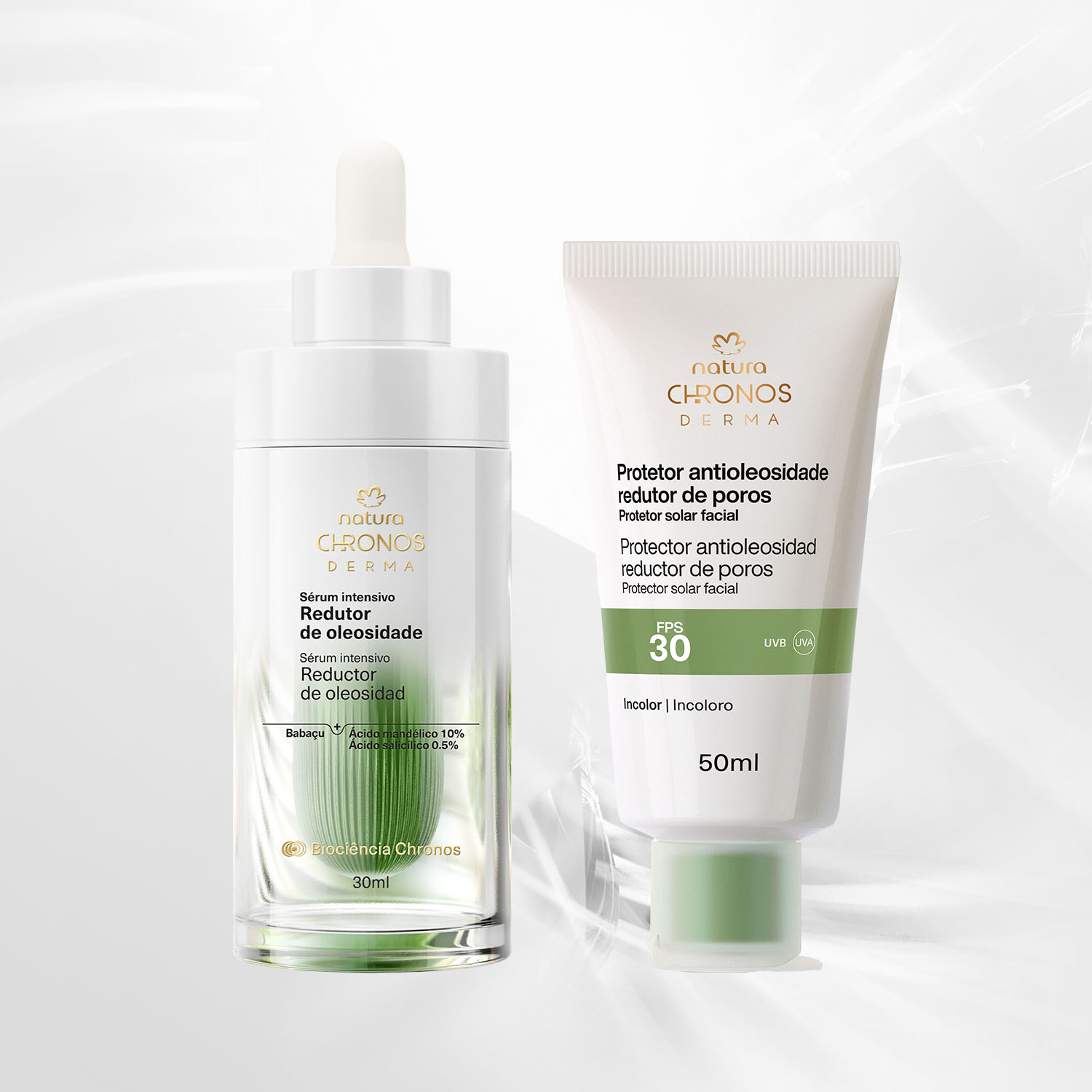 Kit para Piel Grasa con Sérum y Protector Solar Chronos Derma