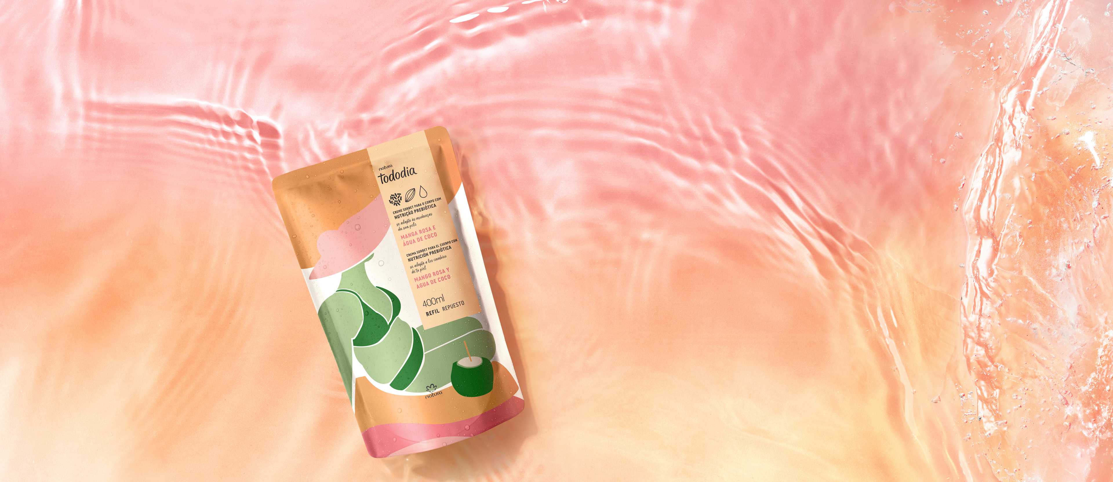 Repuesto crema nutritiva corporal Tododia Mango rosa y agua de coco