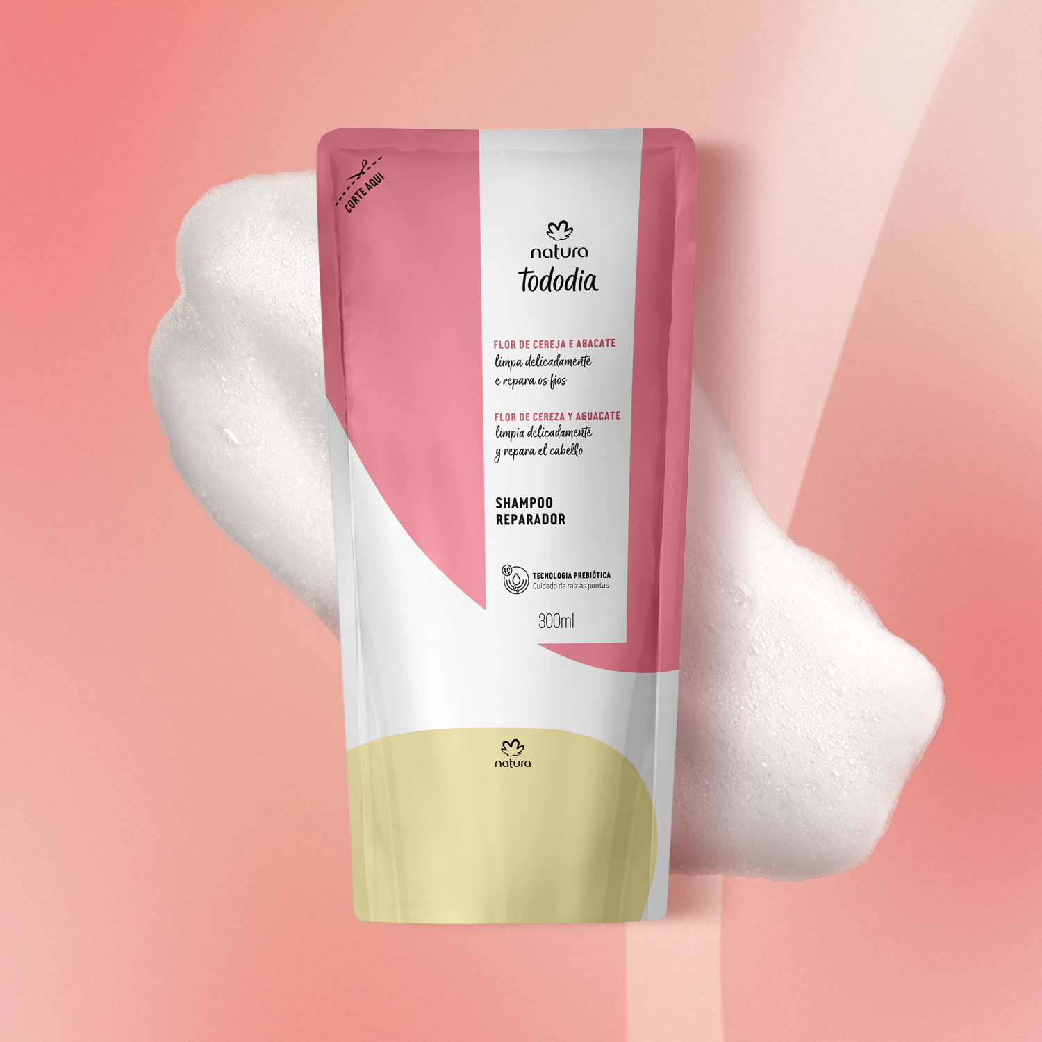 Repuesto shampoo Tododia flor de cereza y aguacate