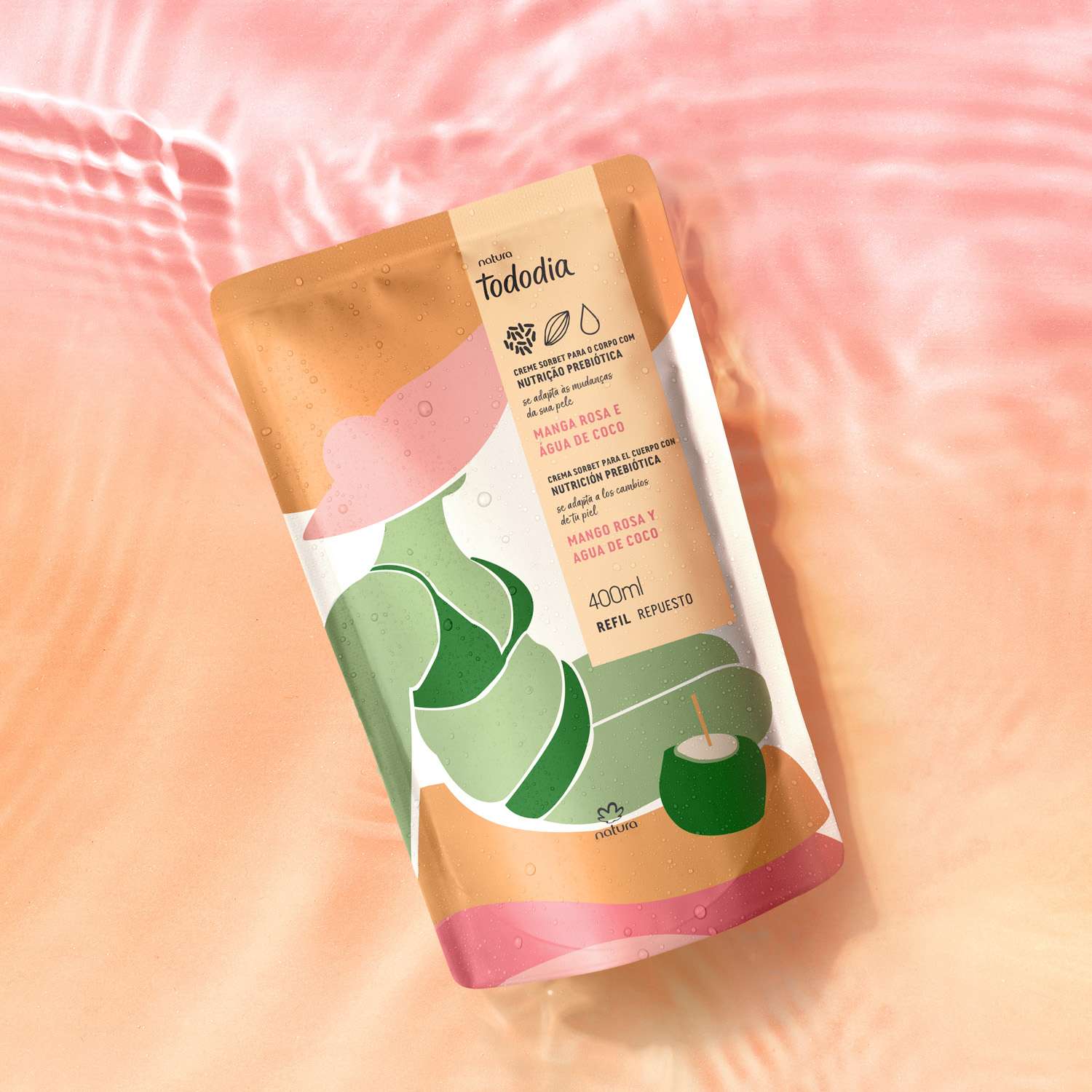 Repuesto crema nutritiva corporal Tododia Mango rosa y agua de coco