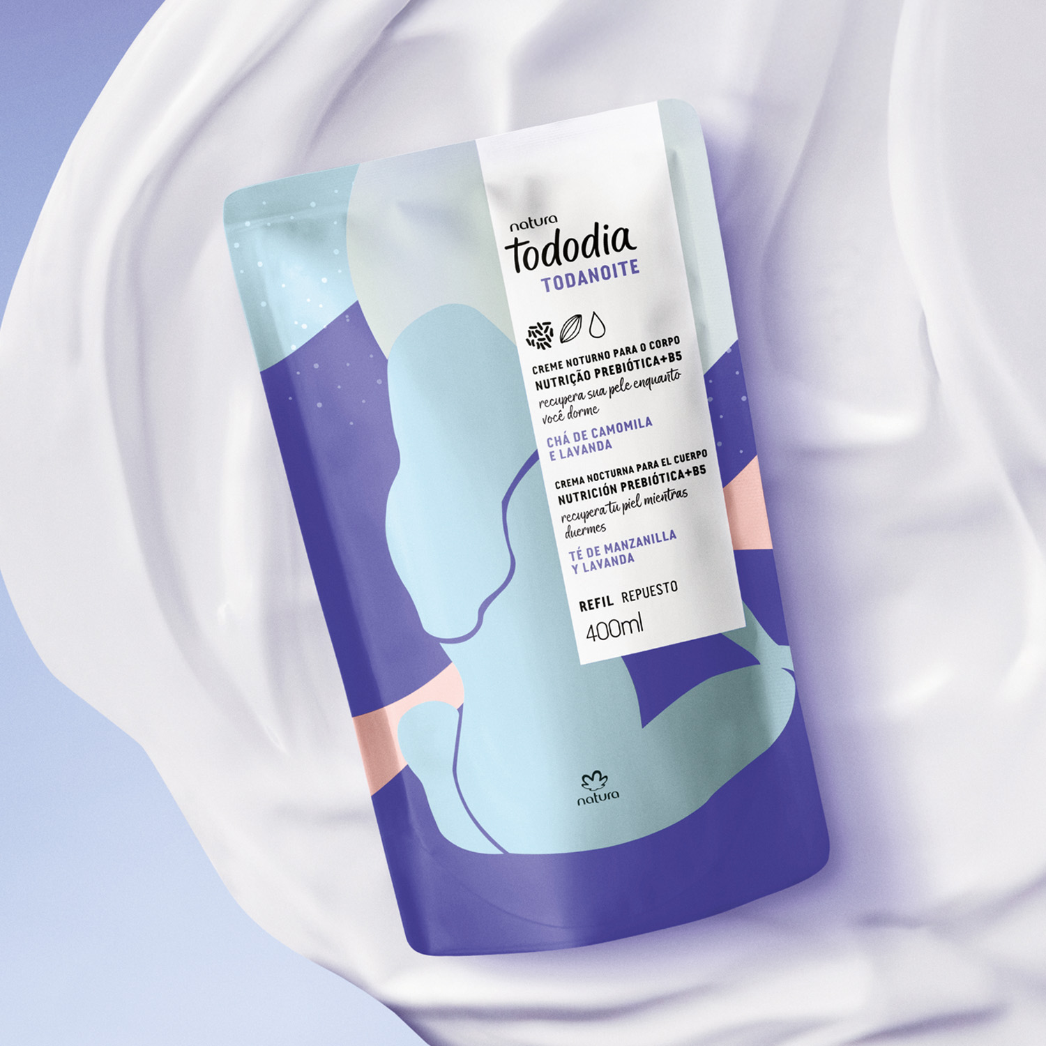 Repuesto crema hidratante nocturna corporal Tododia té de manzanilla y lavanda