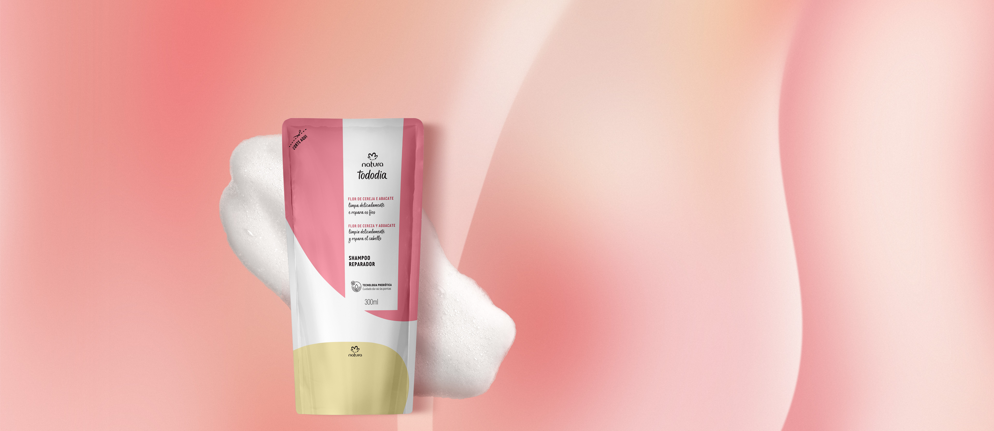 Repuesto shampoo Tododia flor de cereza y aguacate