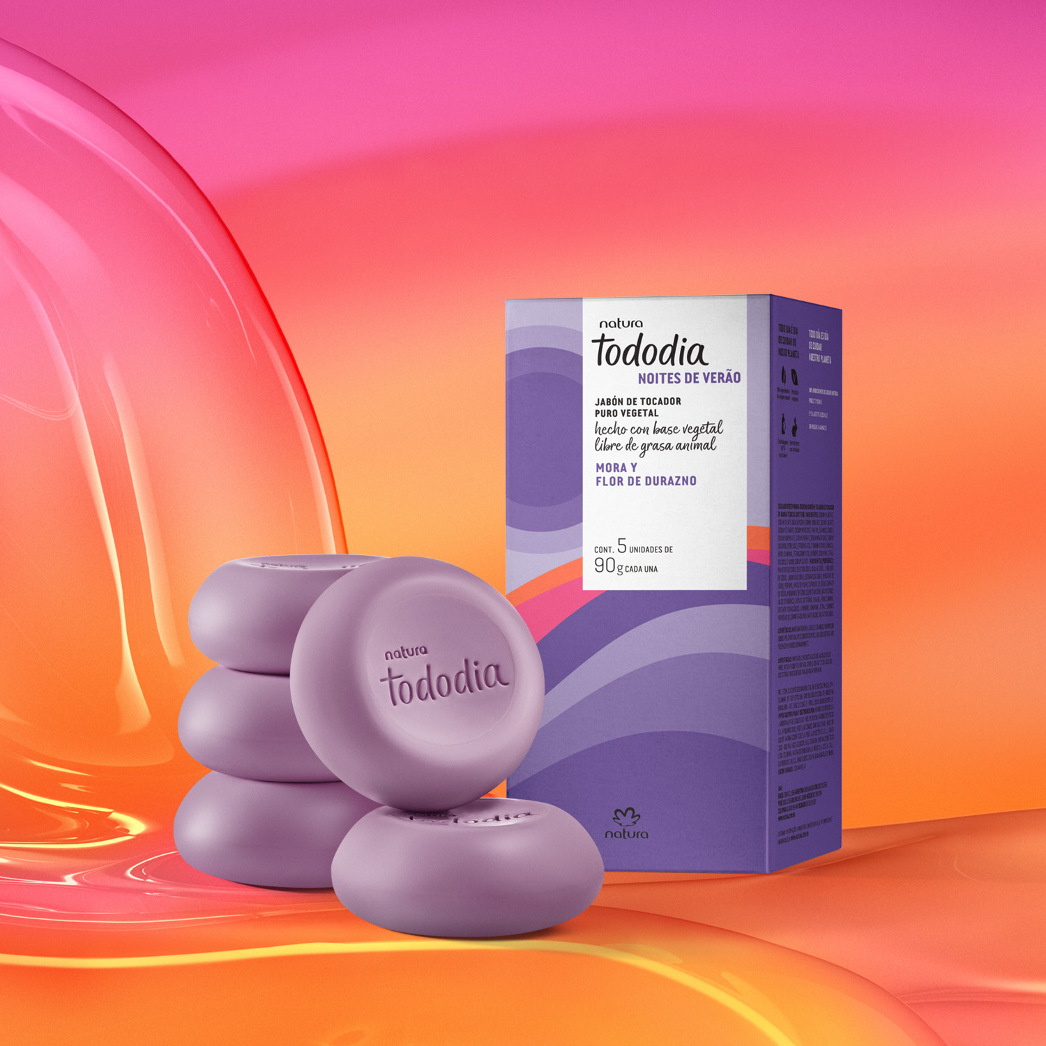 Jabón en Barra Puro Vegetal Tododia Mora y Flor de Durazno