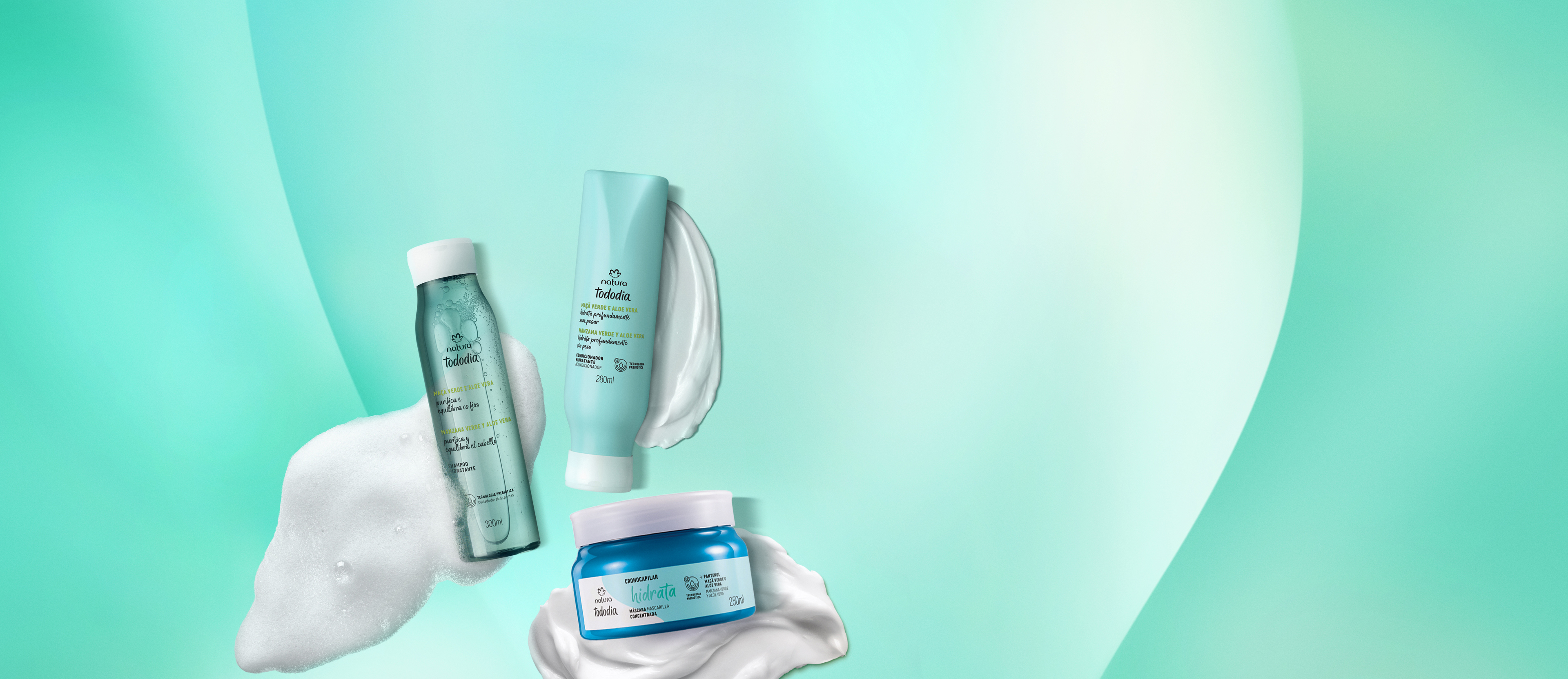 Kit Shampoo, Acondicionador y Mascarilla Tododia Manzana Verde y Aloe Vera