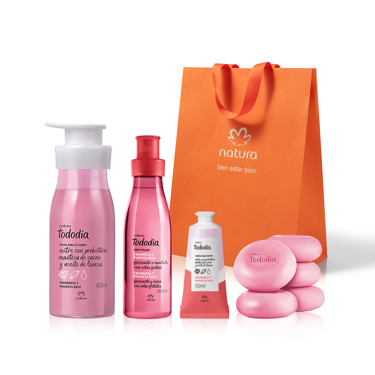 Regalo Madres Tododia Frambuesa y Pimienta Rosa (1 crema corporal + 1 crema de manos + 1 body splash + jabones)