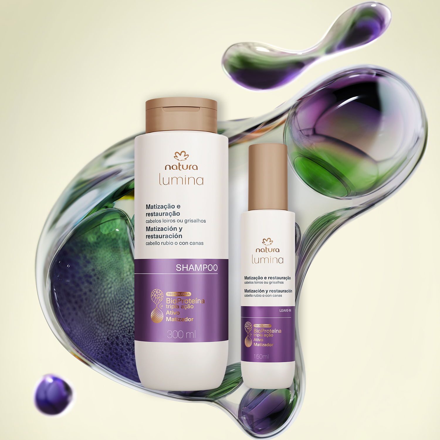 Kit Shampoo y Leave-in Lumina Matización para cabellos rubios y canosos