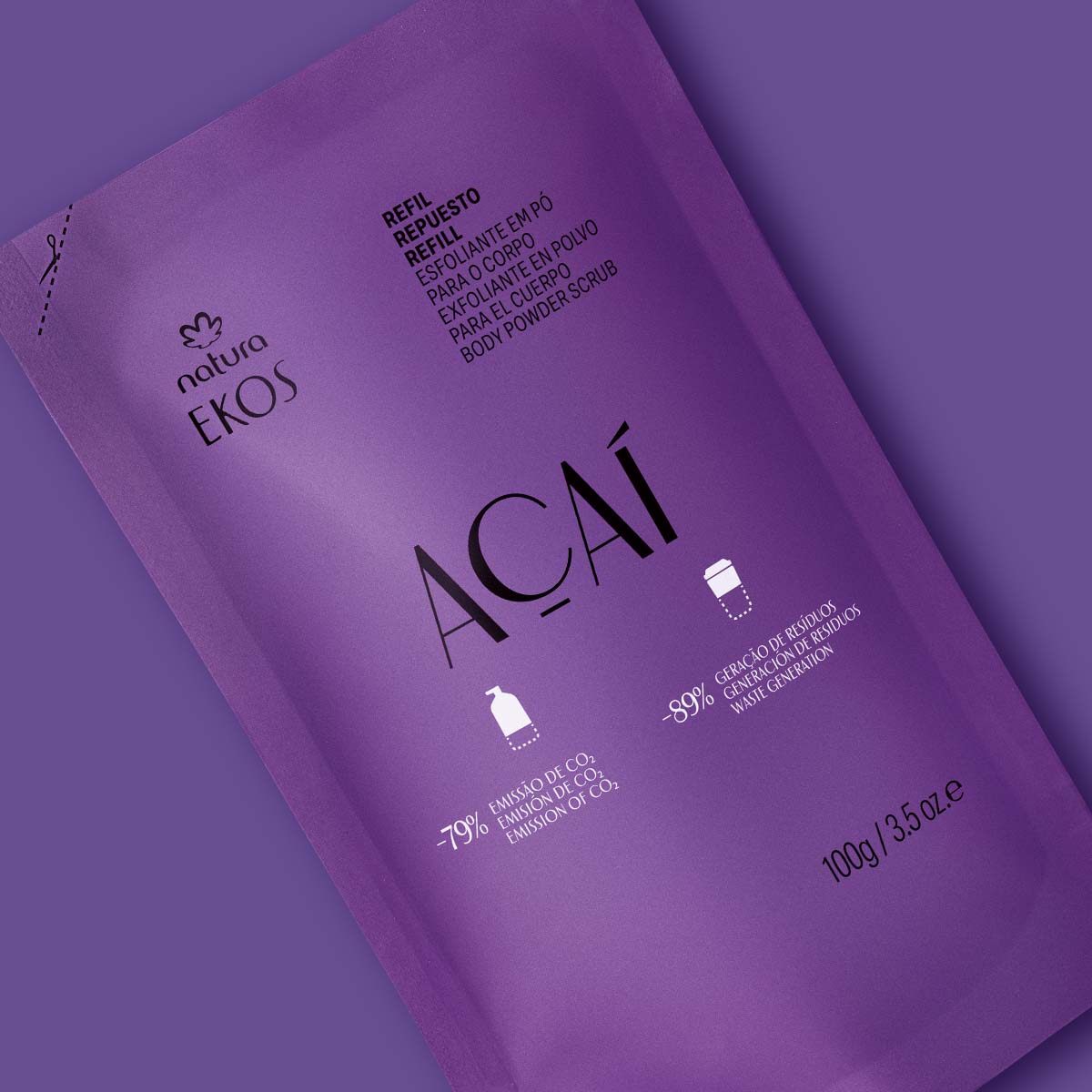 Repuesto Exfoliante en Polvo para el Cuerpo Ekos Açaí 100 g