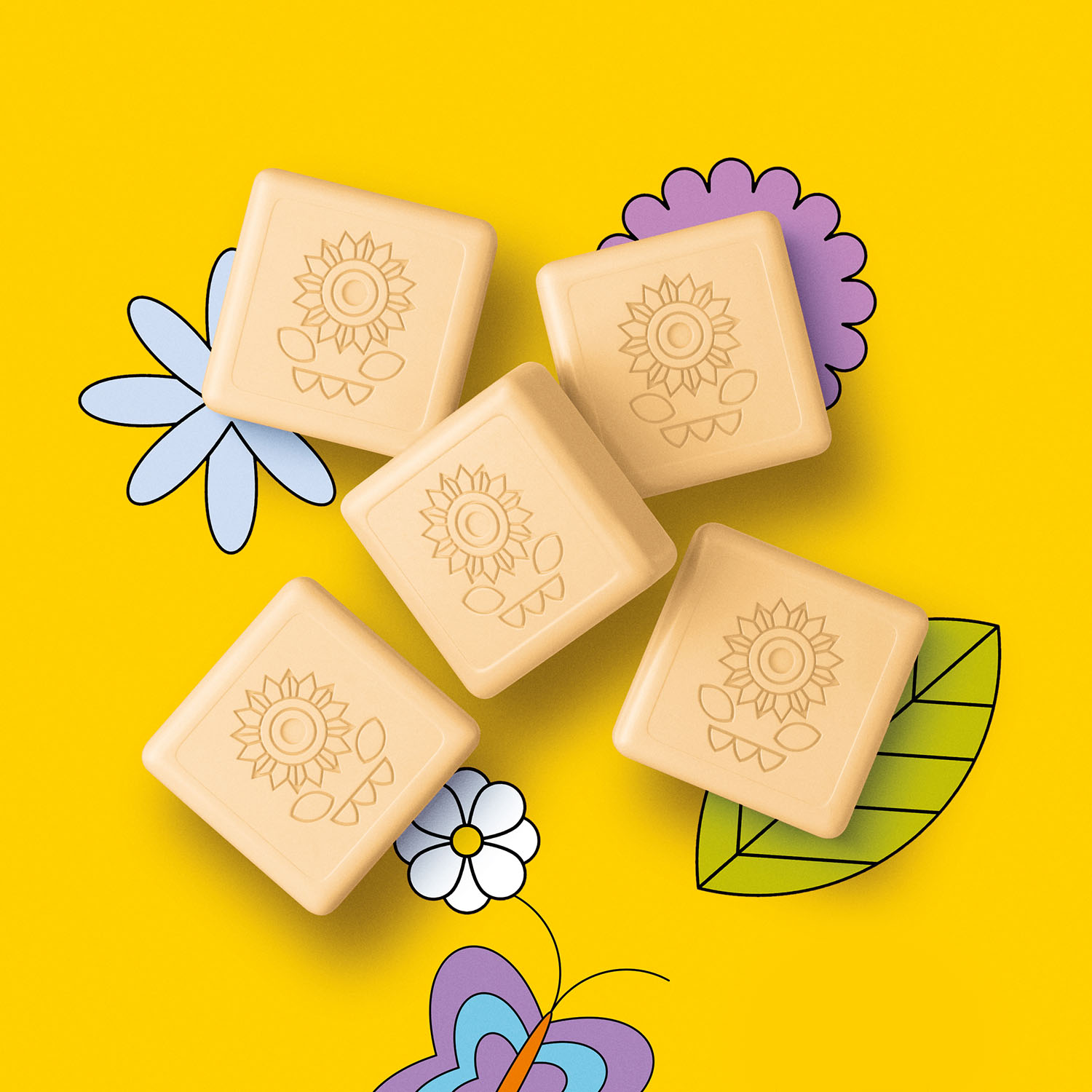 Naturé Jabones en barra cuadraditos cuadraditos Caja con 5 unidades de 90 g c/u