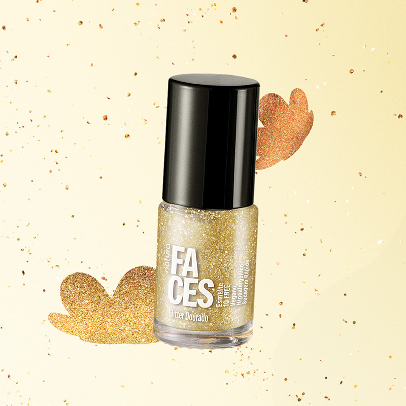 Faces Esmalte glitter glitter dourado 6 ml