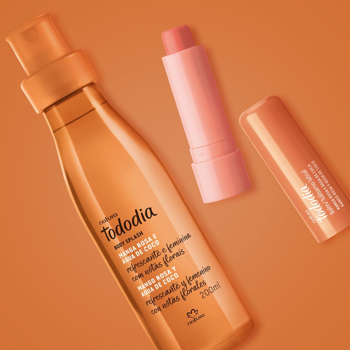 Kit Body Splash y Bálsamo Labial Tododia Mango Rosa y Agua de Coco
