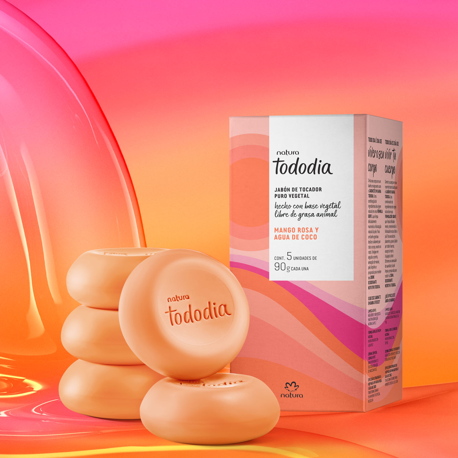 Jabones en Barra Puro Vegetal Tododia Mango Rosa y Agua de Coco
